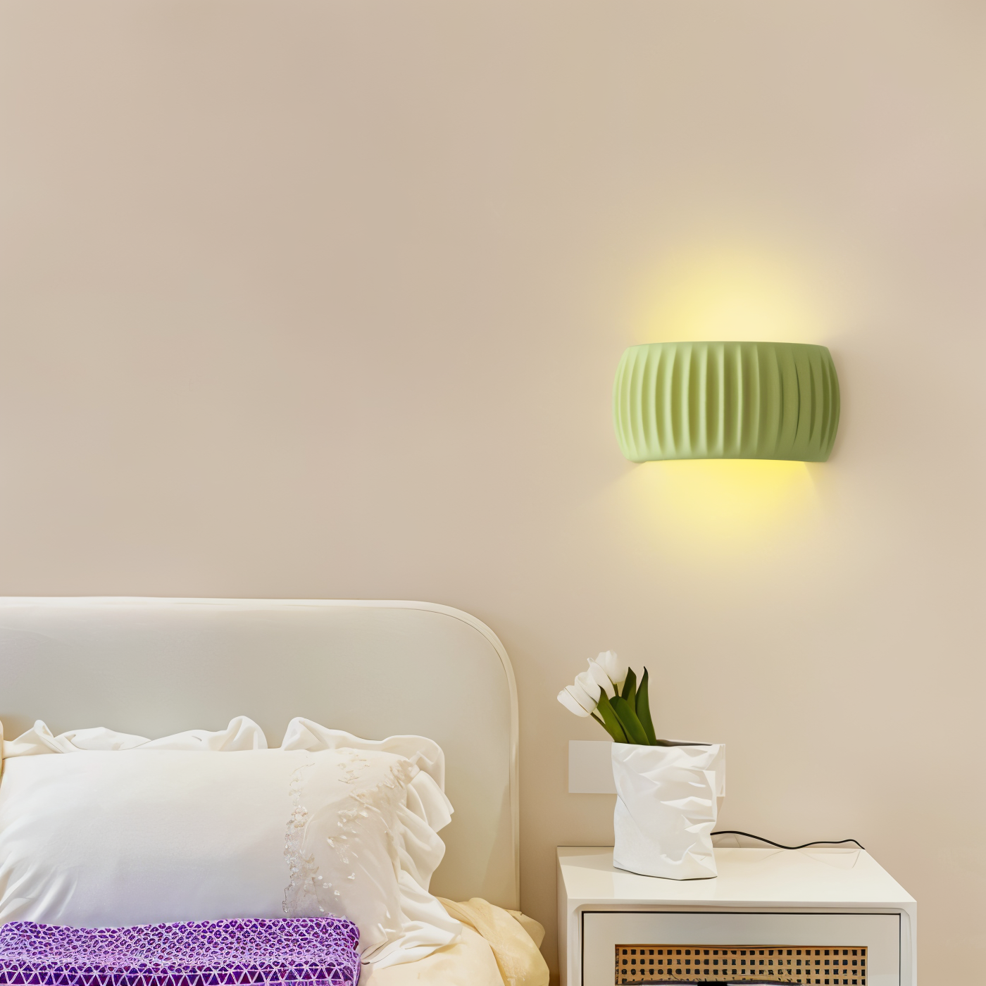 Grön Ribbad Vägglampa - Konstnärlig Macaron Lampa - Harz Nordic Belysning