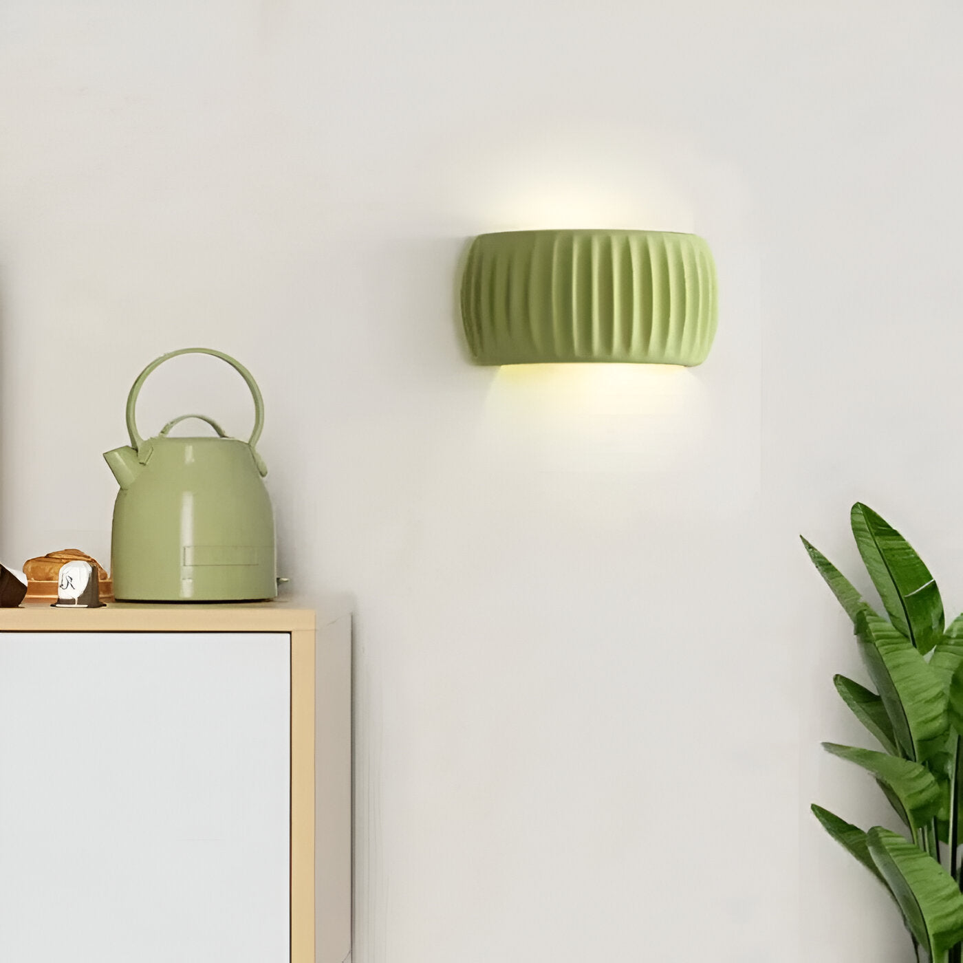 Grön Ribbad Vägglampa - Konstnärlig Macaron Lampa - Harz Nordic Belysning