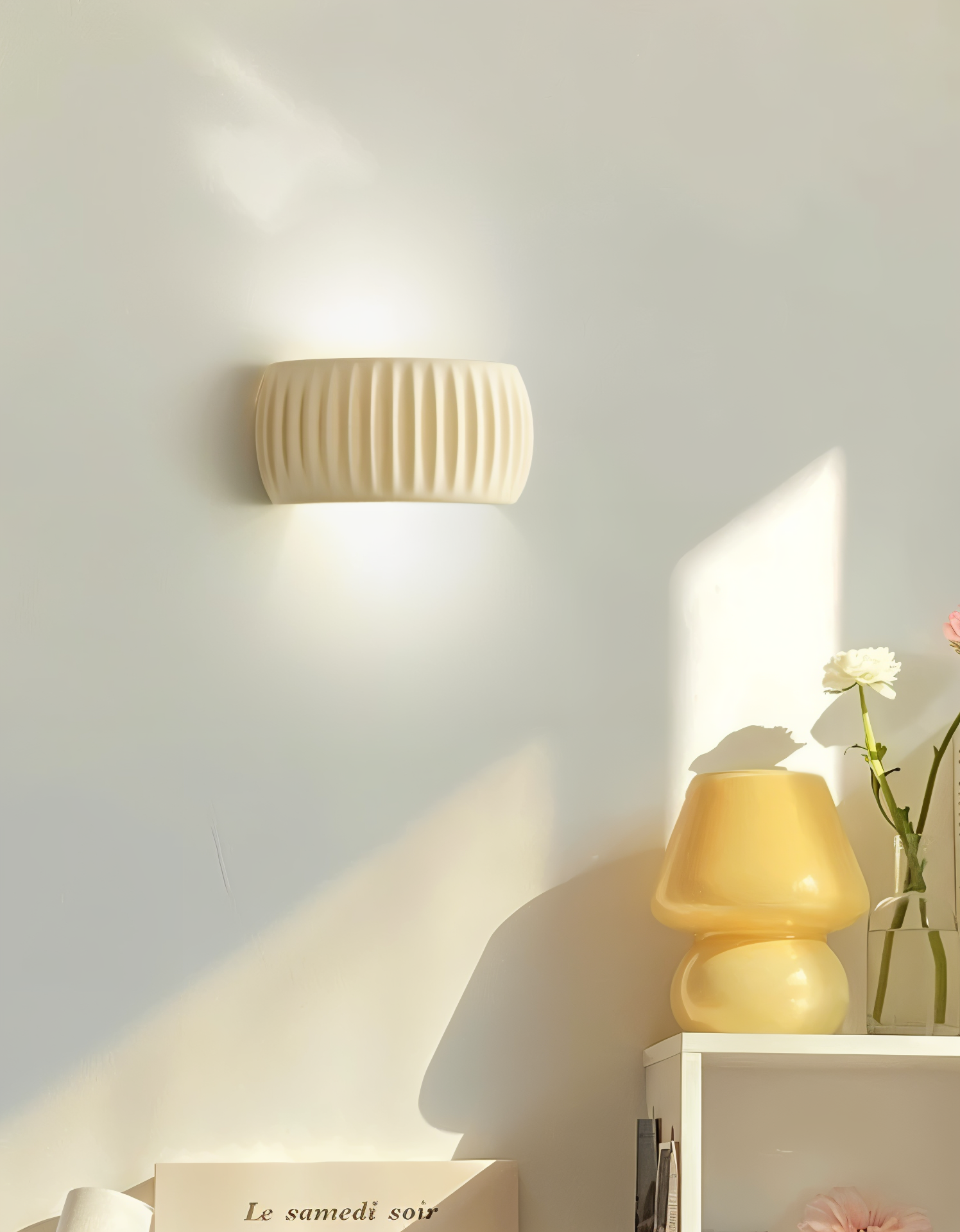 Grön Ribbad Vägglampa - Konstnärlig Macaron Lampa - Harz Nordic Belysning