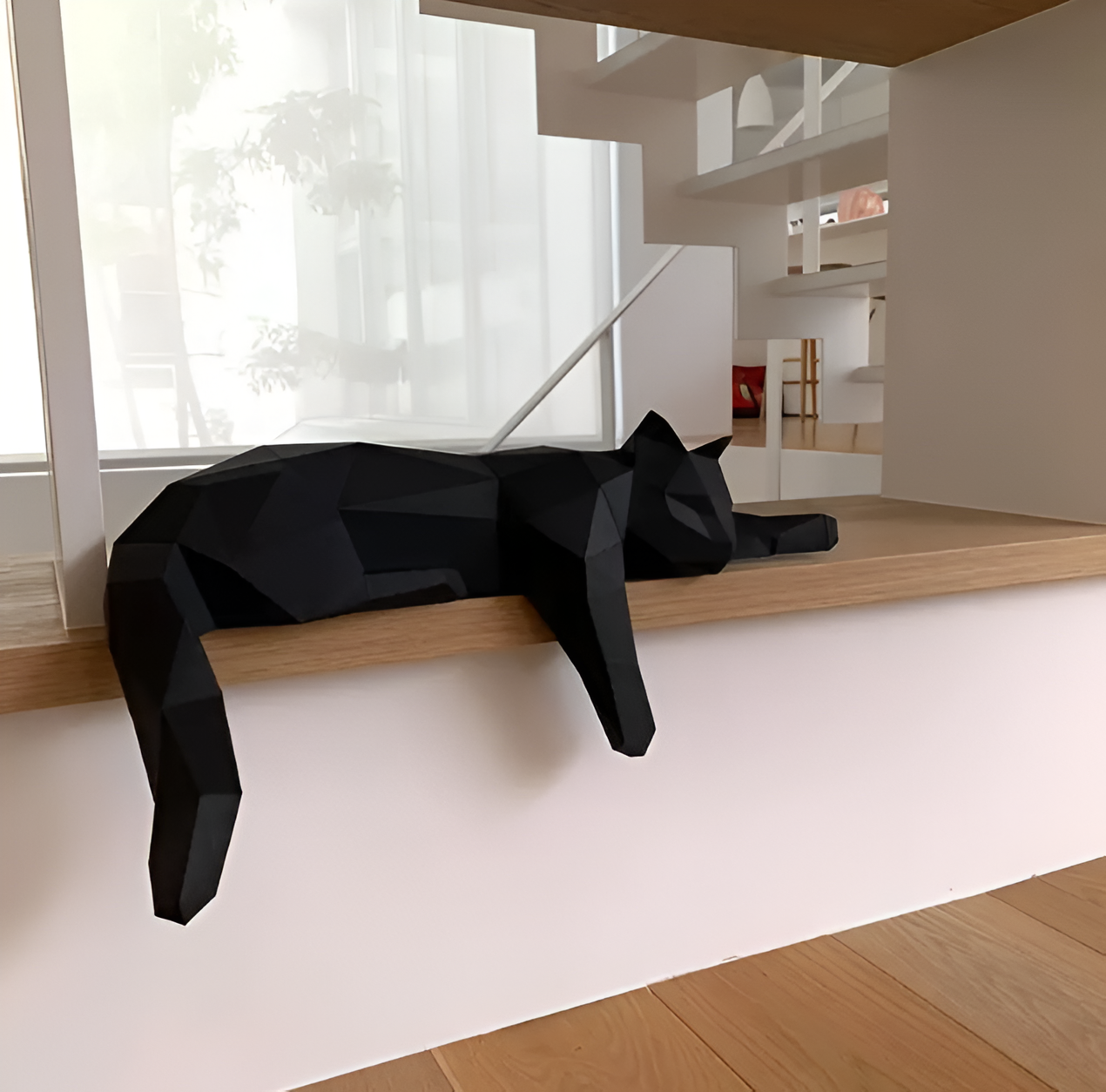 OriPurr - Konstnärlig DIY Svart Vit 3D Lethargisk Origami Katt Dekor