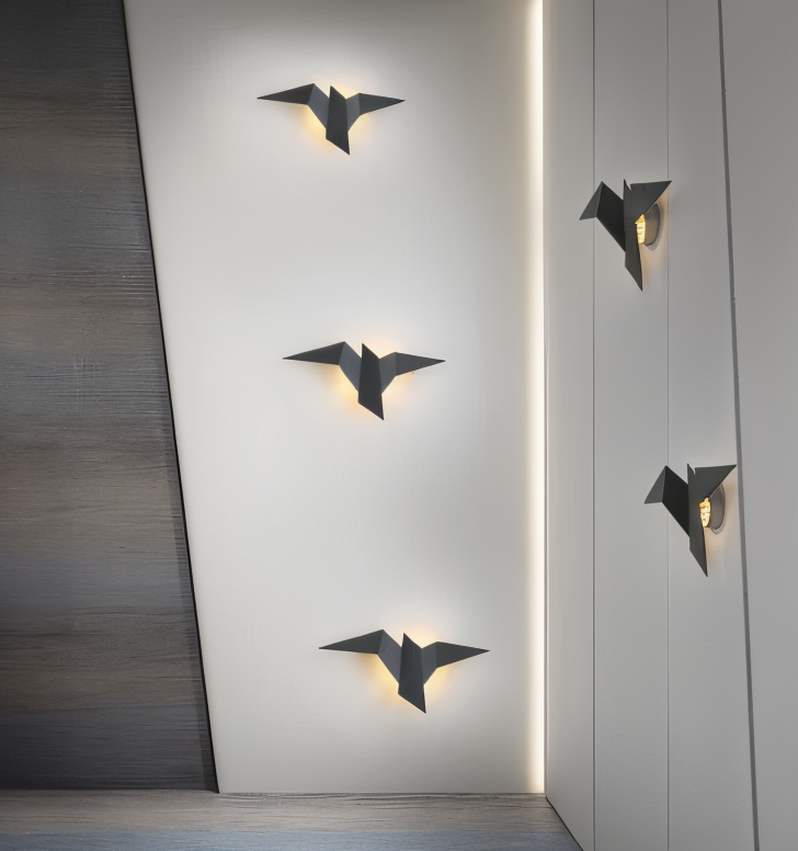 OriTori vägglampa - Geometrisk vägglampa med origamifågel - vägglampa i japansk stil