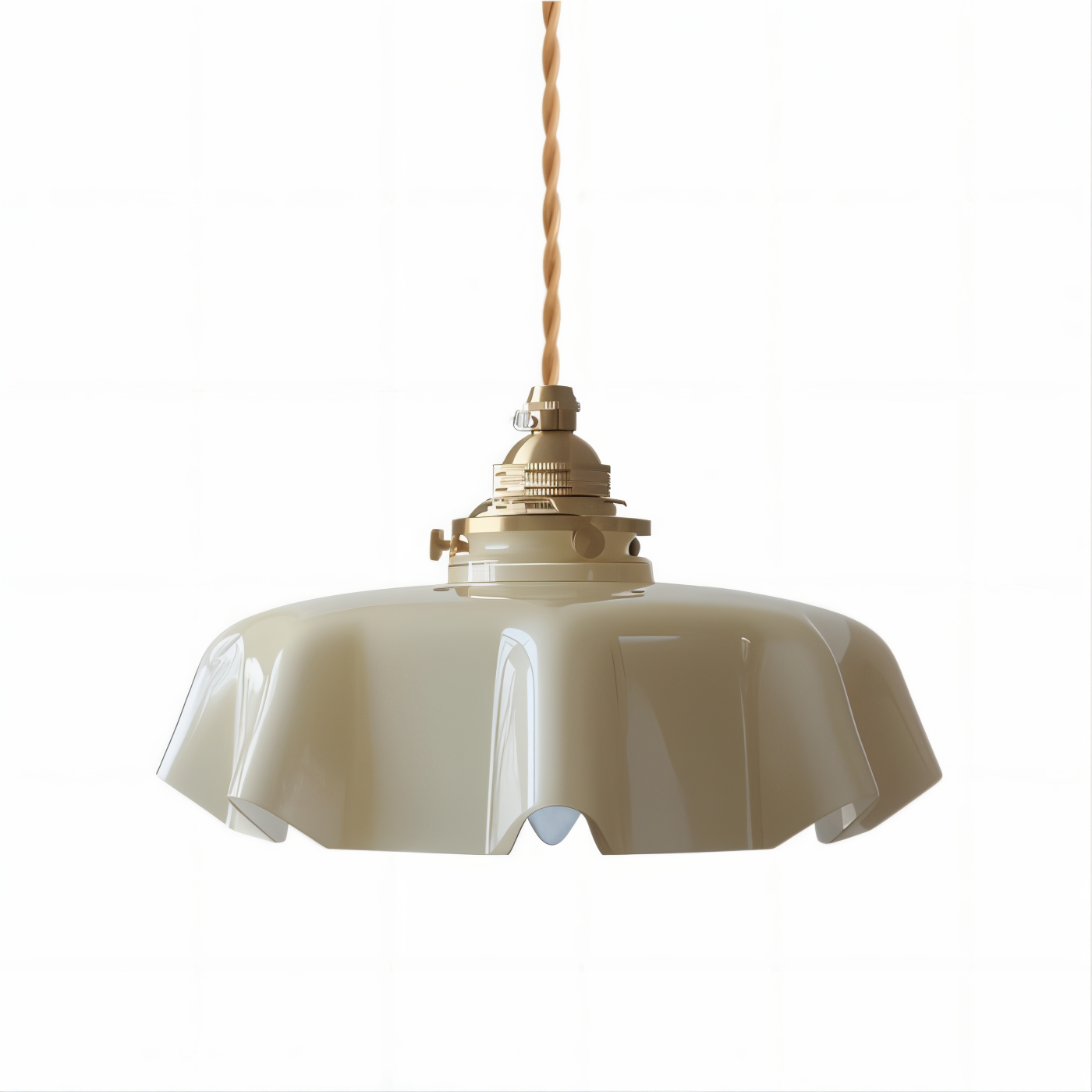 RetroTint Pendellampa - Blomformad Creme Glaslampkåpa LED Hänglampa