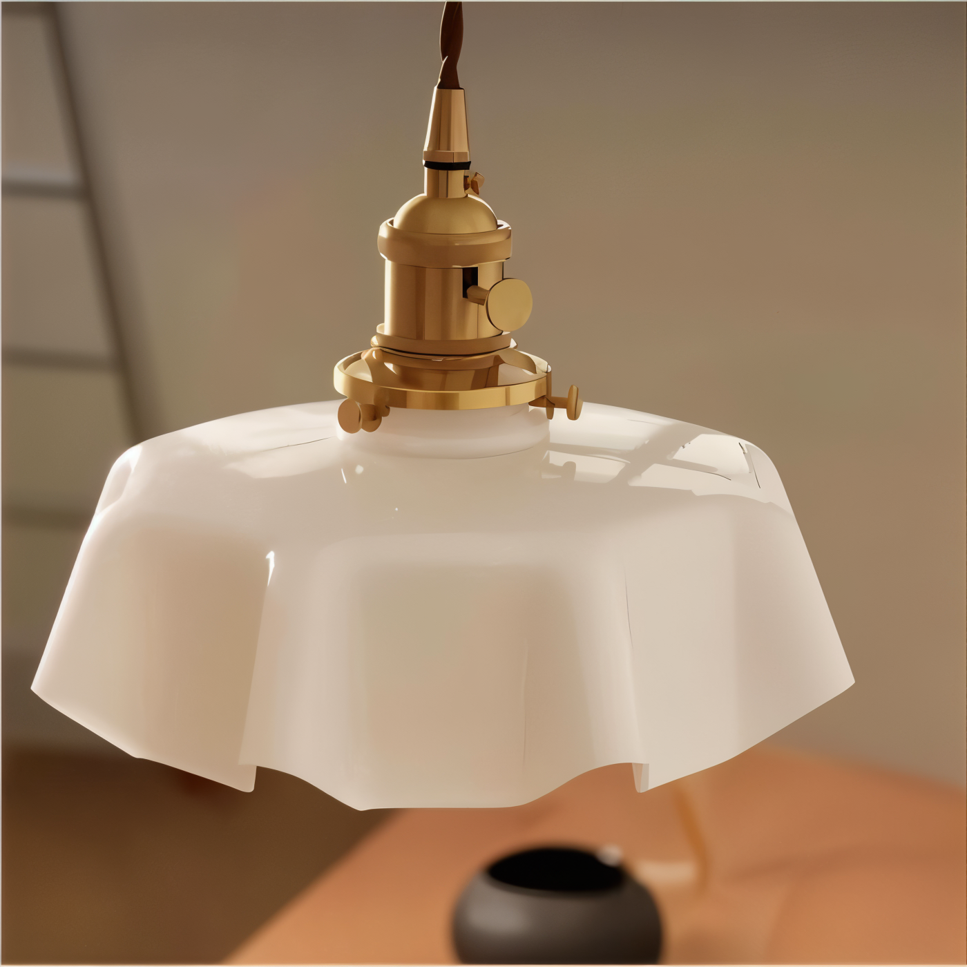RetroTint Pendellampa - Blomformad Creme Glaslampkåpa LED Hänglampa