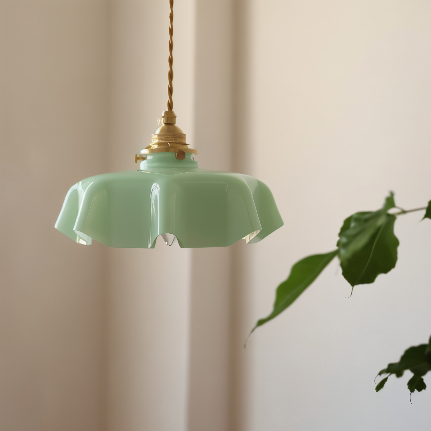 RetroTint Pendellampa - Blomformad Creme Glaslampkåpa LED Hänglampa
