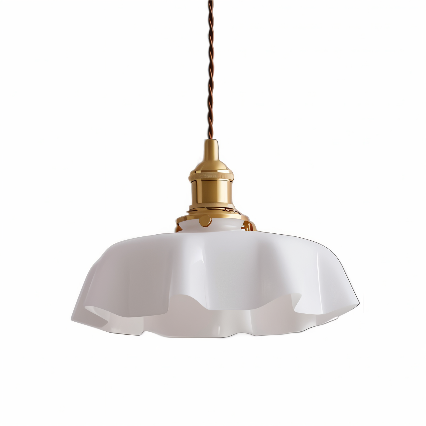 RetroTint Pendellampa - Blomformad Creme Glaslampkåpa LED Hänglampa