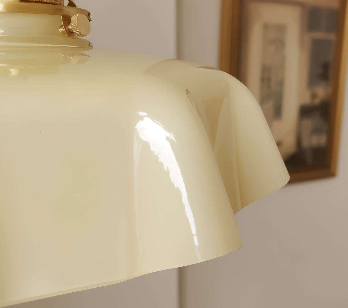 RetroTint Pendellampa - Blomformad Creme Glaslampkåpa LED Hänglampa