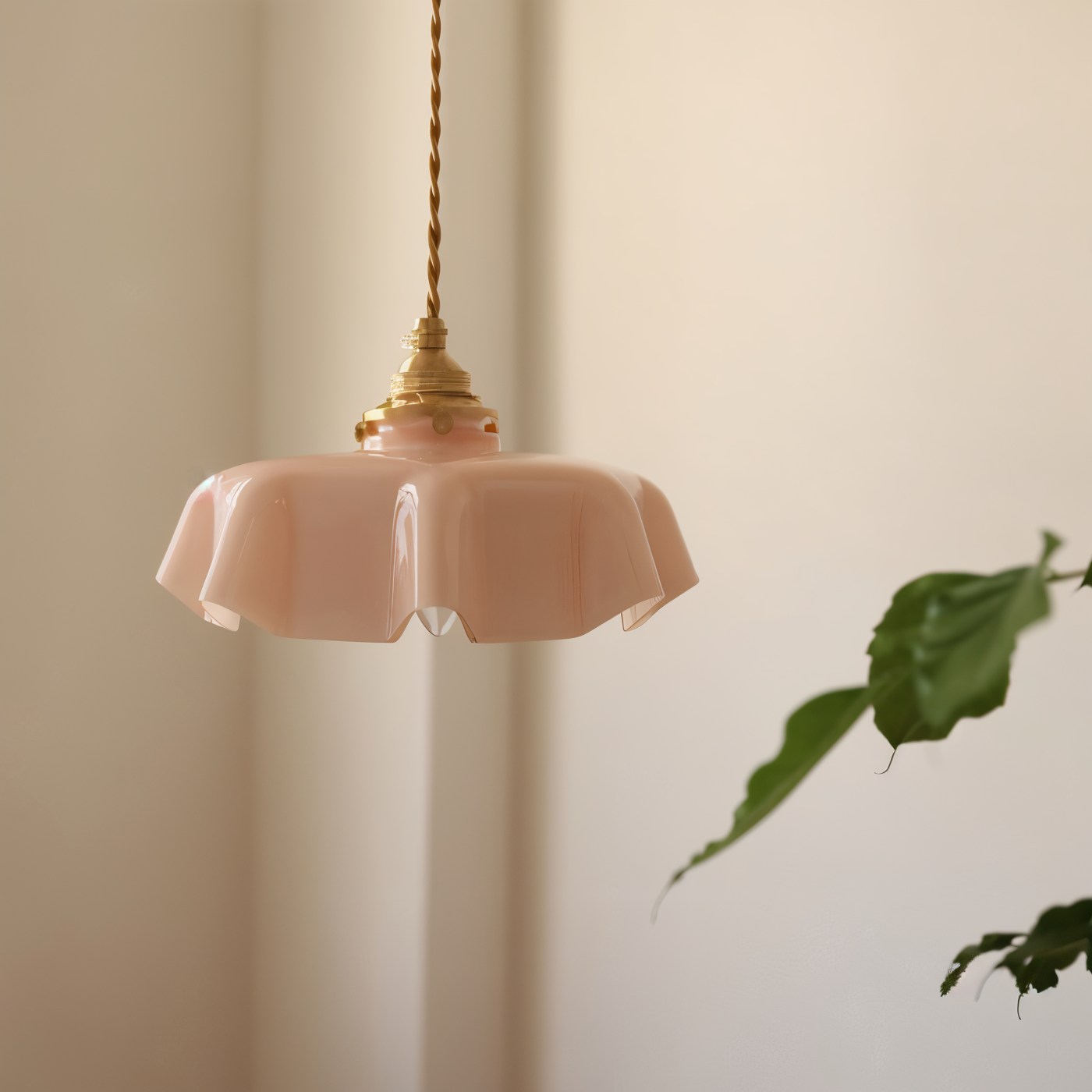 RetroTint Pendellampa - Blomformad Creme Glaslampkåpa LED Hänglampa