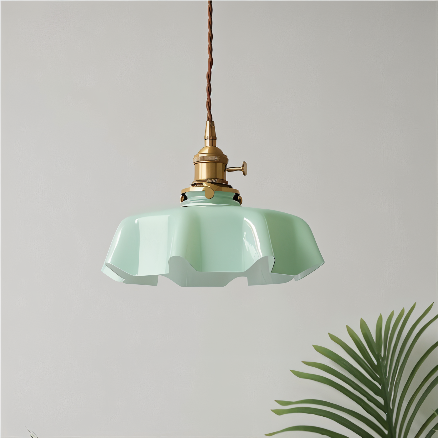 RetroTint Pendellampa - Blomformad Creme Glaslampkåpa LED Hänglampa
