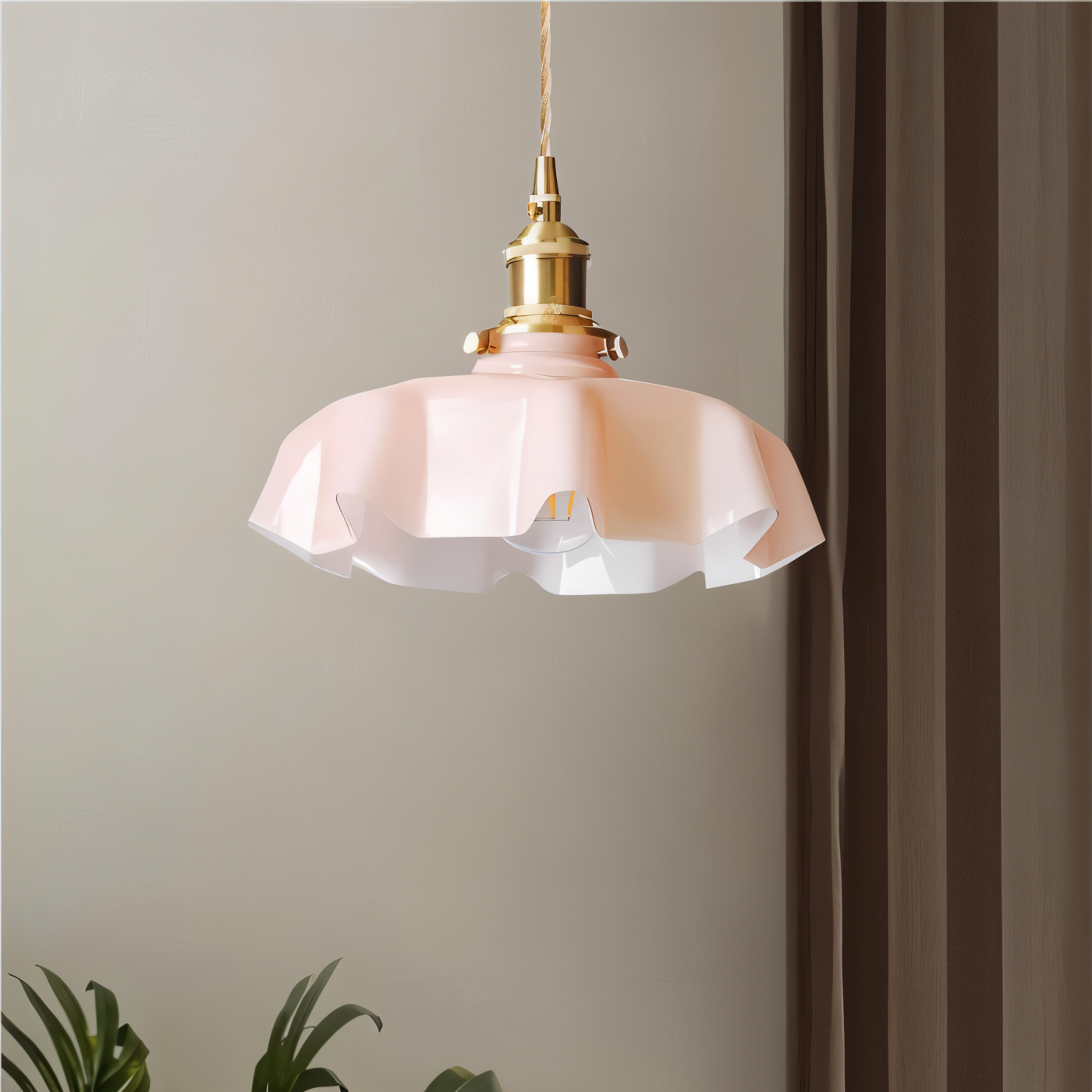 RetroTint Pendellampa - Blomformad Creme Glaslampkåpa LED Hänglampa