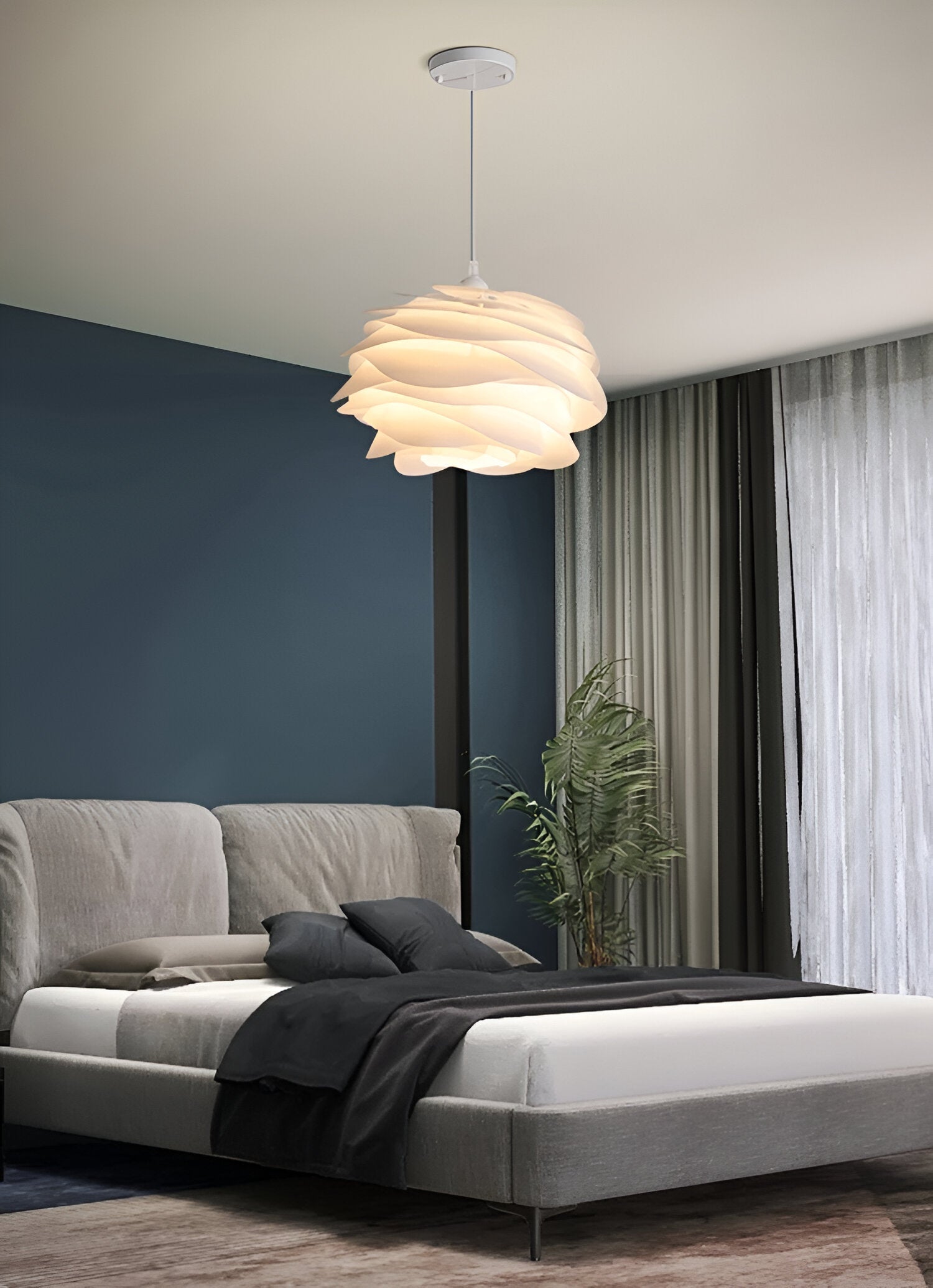 Rosy Pendellampa - Dekorativ PVC Floral LED Hänglampa för Sovrum