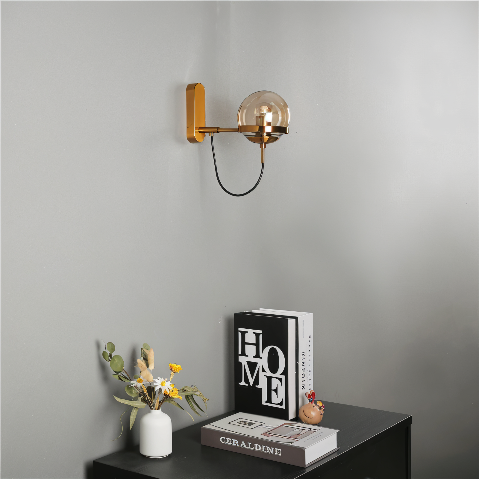 ScandiShine Vägglampa - Globe Glas Vägglampa - Nordisk Vägglampdesign - LED Inomhus Vägglampor