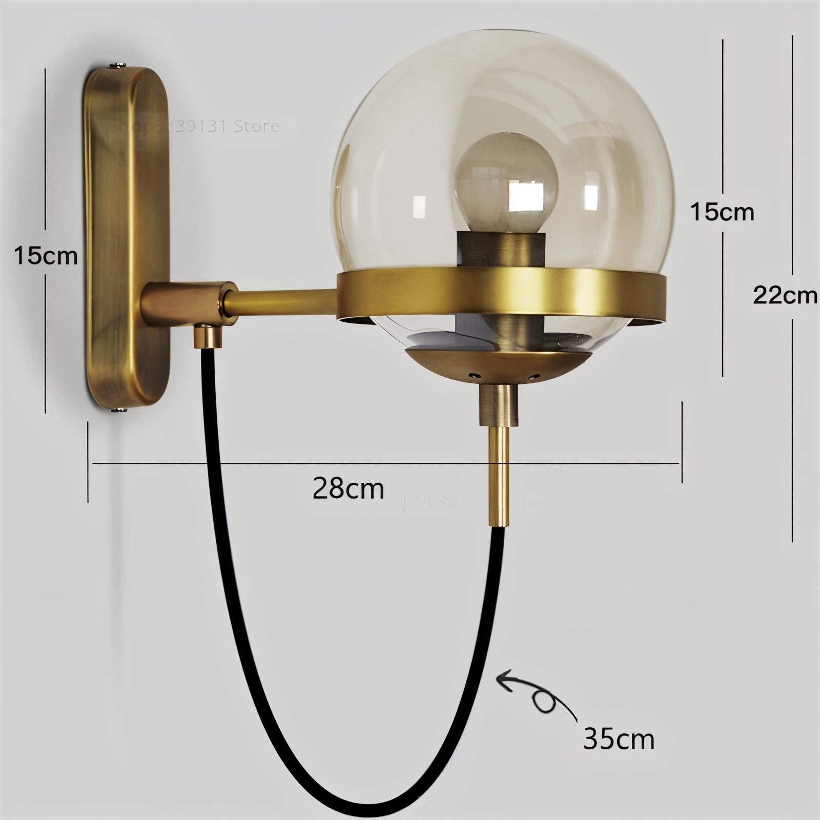 ScandiShine Vägglampa - Globe Glas Vägglampa - Nordisk Vägglampdesign - LED Inomhus Vägglampor