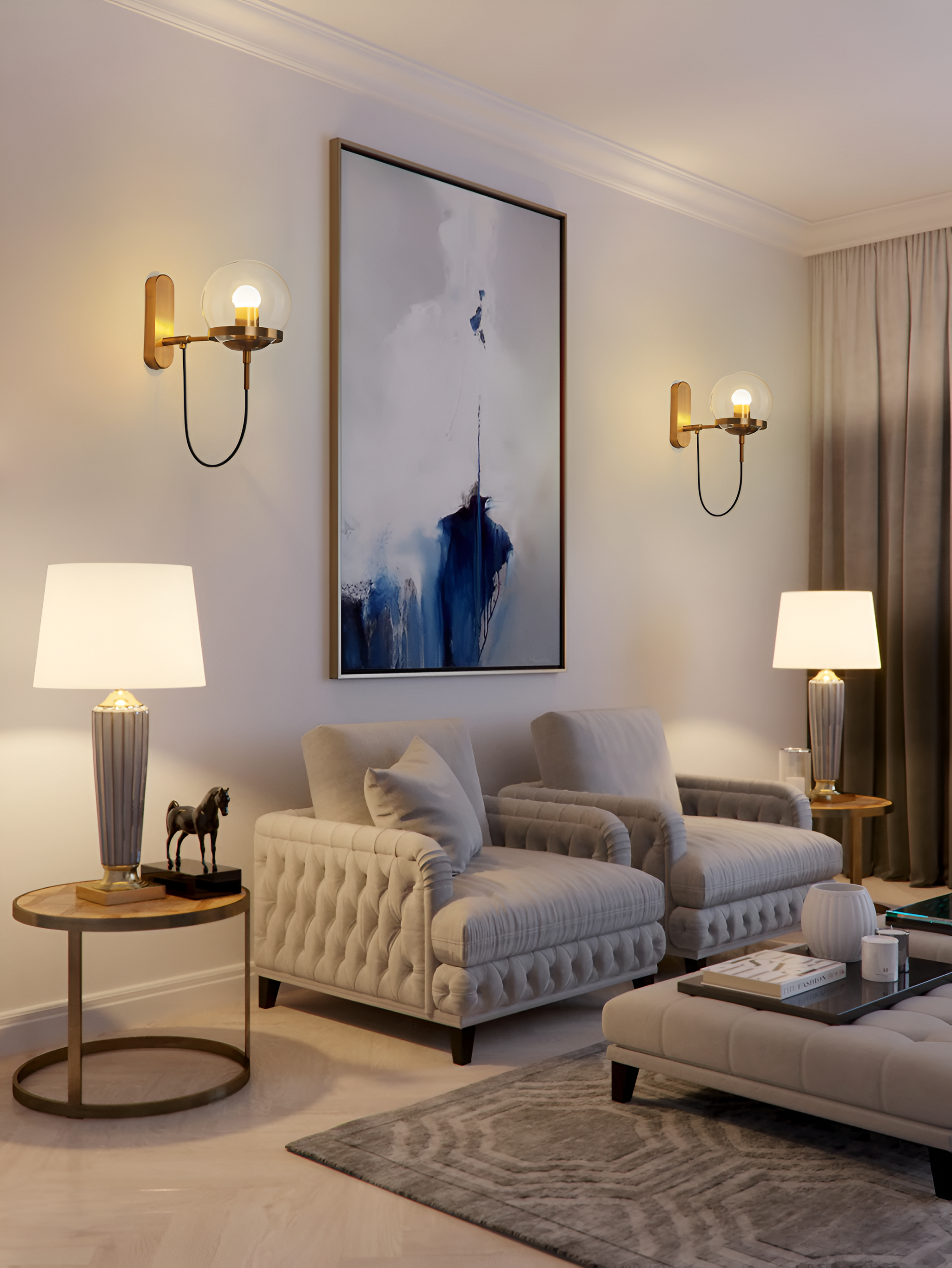 ScandiShine Vägglampa - Globe Glas Vägglampa - Nordisk Vägglampdesign - LED Inomhus Vägglampor