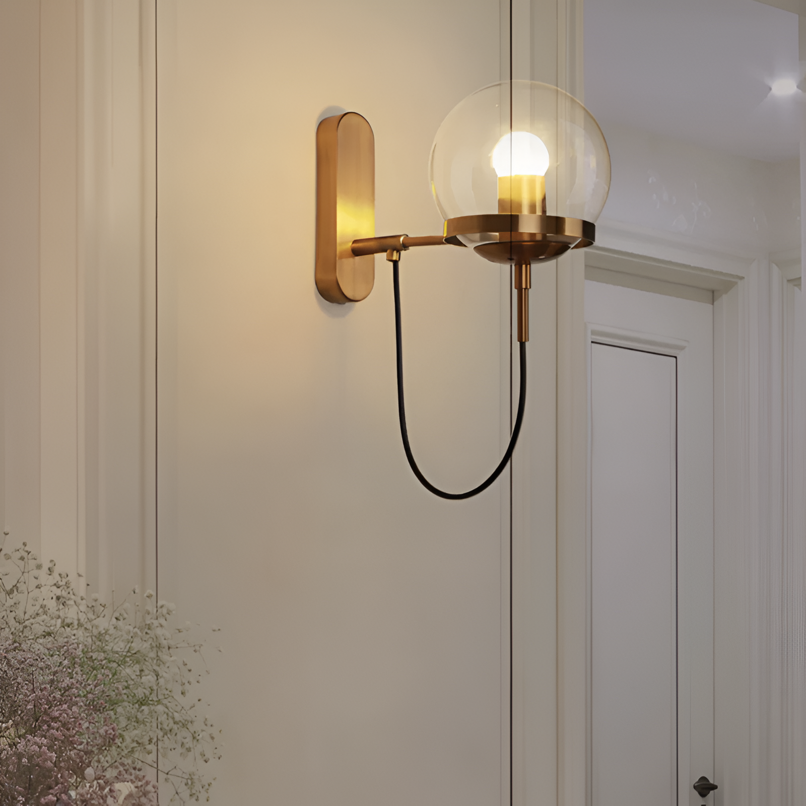 ScandiShine Vägglampa - Globe Glas Vägglampa - Nordisk Vägglampdesign - LED Inomhus Vägglampor