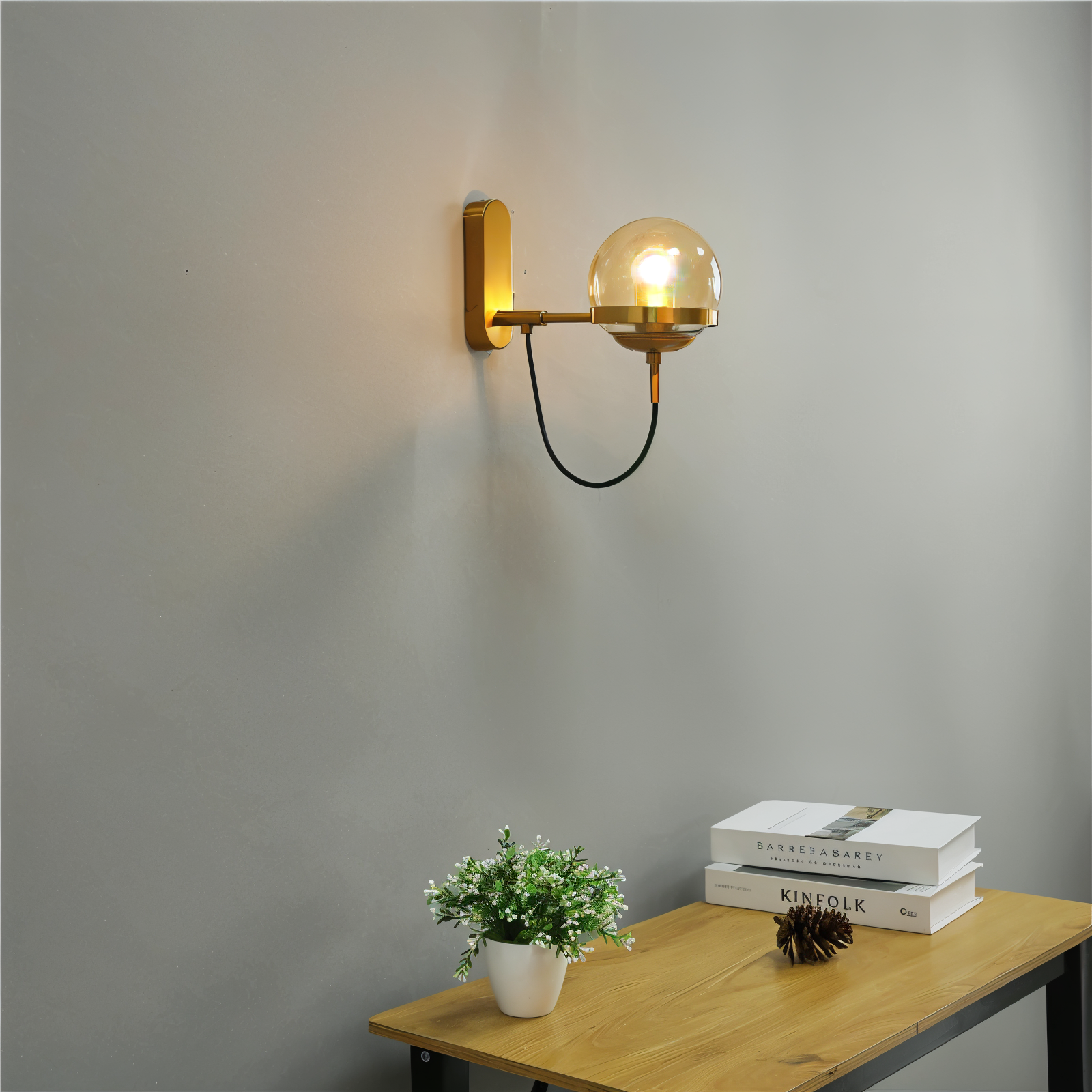 ScandiShine Vägglampa - Globe Glas Vägglampa - Nordisk Vägglampdesign - LED Inomhus Vägglampor