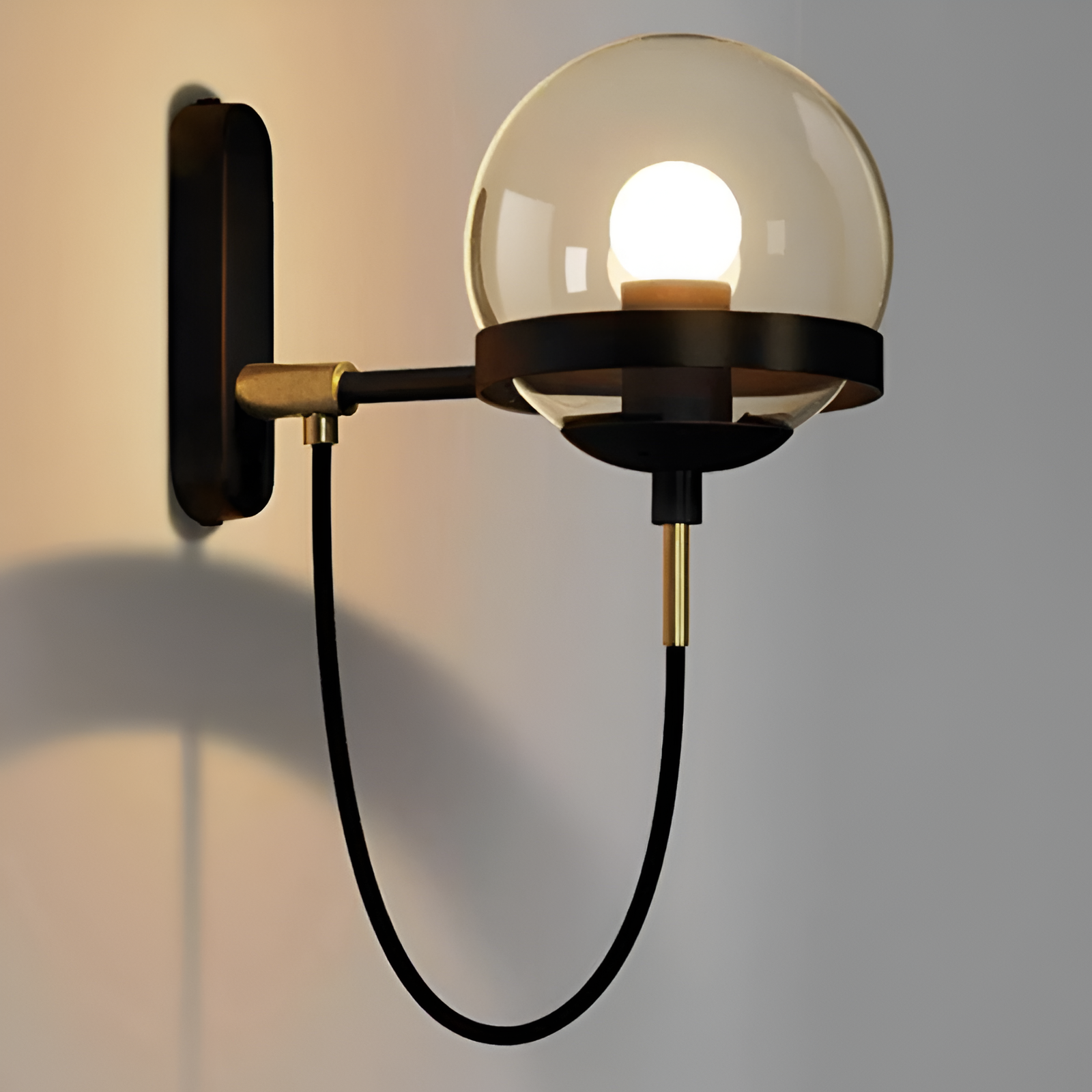 ScandiShine Vägglampa - Globe Glas Vägglampa - Nordisk Vägglampdesign - LED Inomhus Vägglampor
