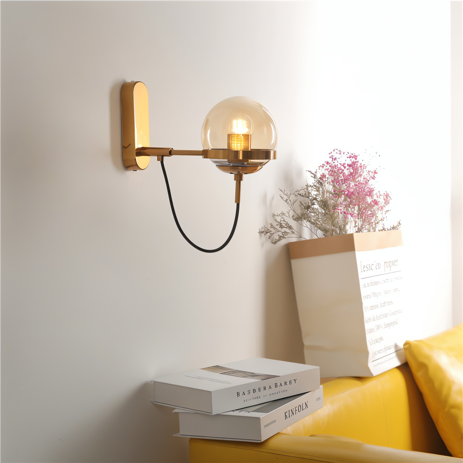 ScandiShine Vägglampa - Globe Glas Vägglampa - Nordisk Vägglampdesign - LED Inomhus Vägglampor