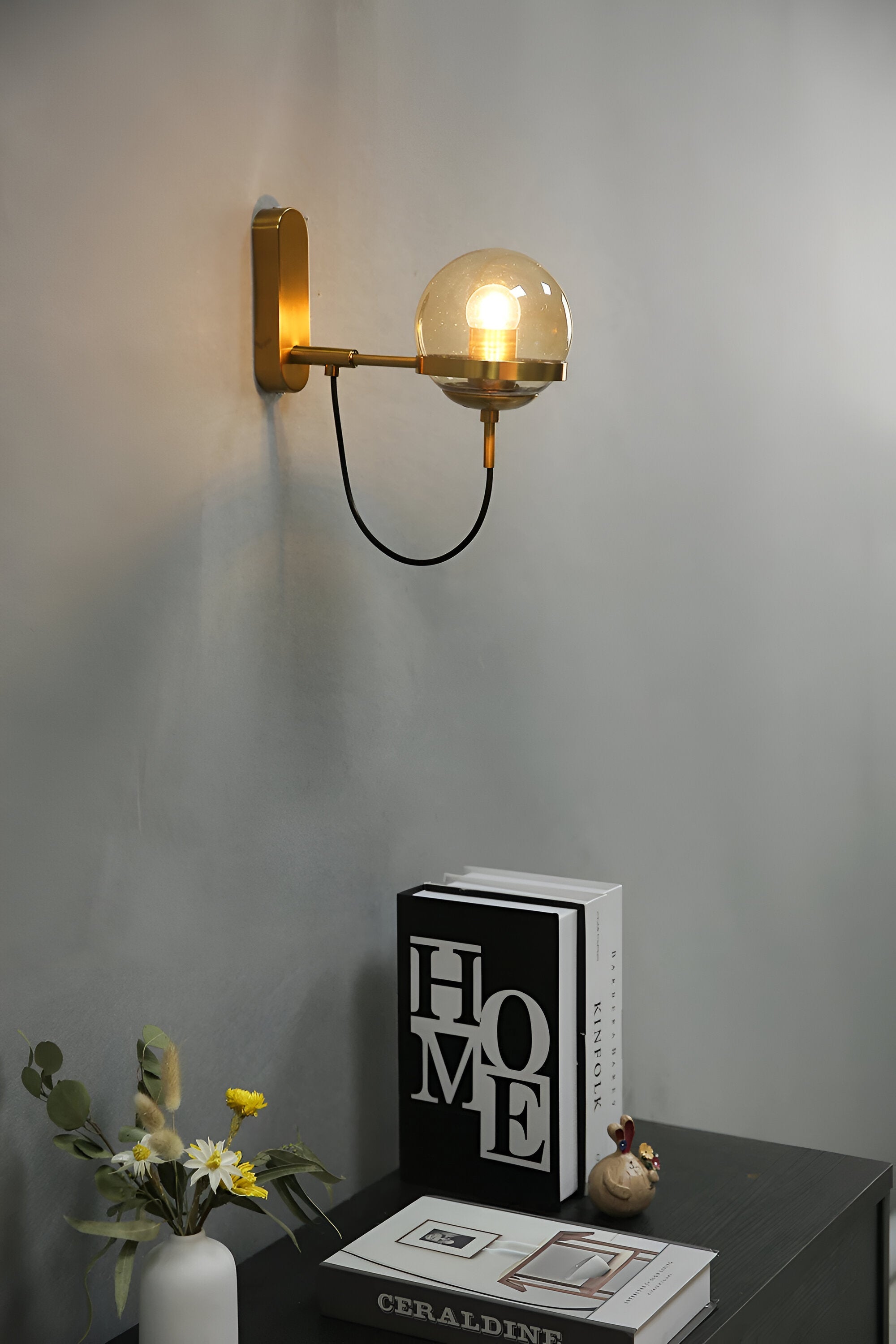 ScandiShine Vägglampa - Globe Glas Vägglampa - Nordisk Vägglampdesign - LED Inomhus Vägglampor