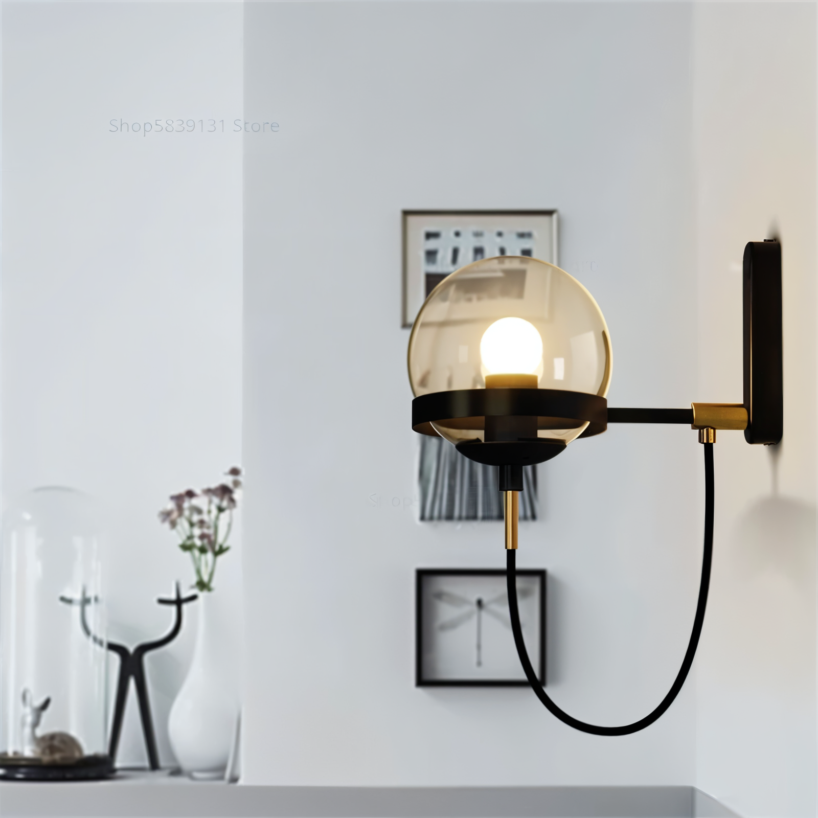 ScandiShine Vägglampa - Globe Glas Vägglampa - Nordisk Vägglampdesign - LED Inomhus Vägglampor