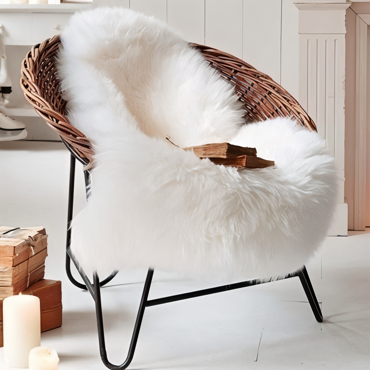 ShearLuxe - Ultra Fluffy Plüsch Vit Fårskinn Konstpäls Matta