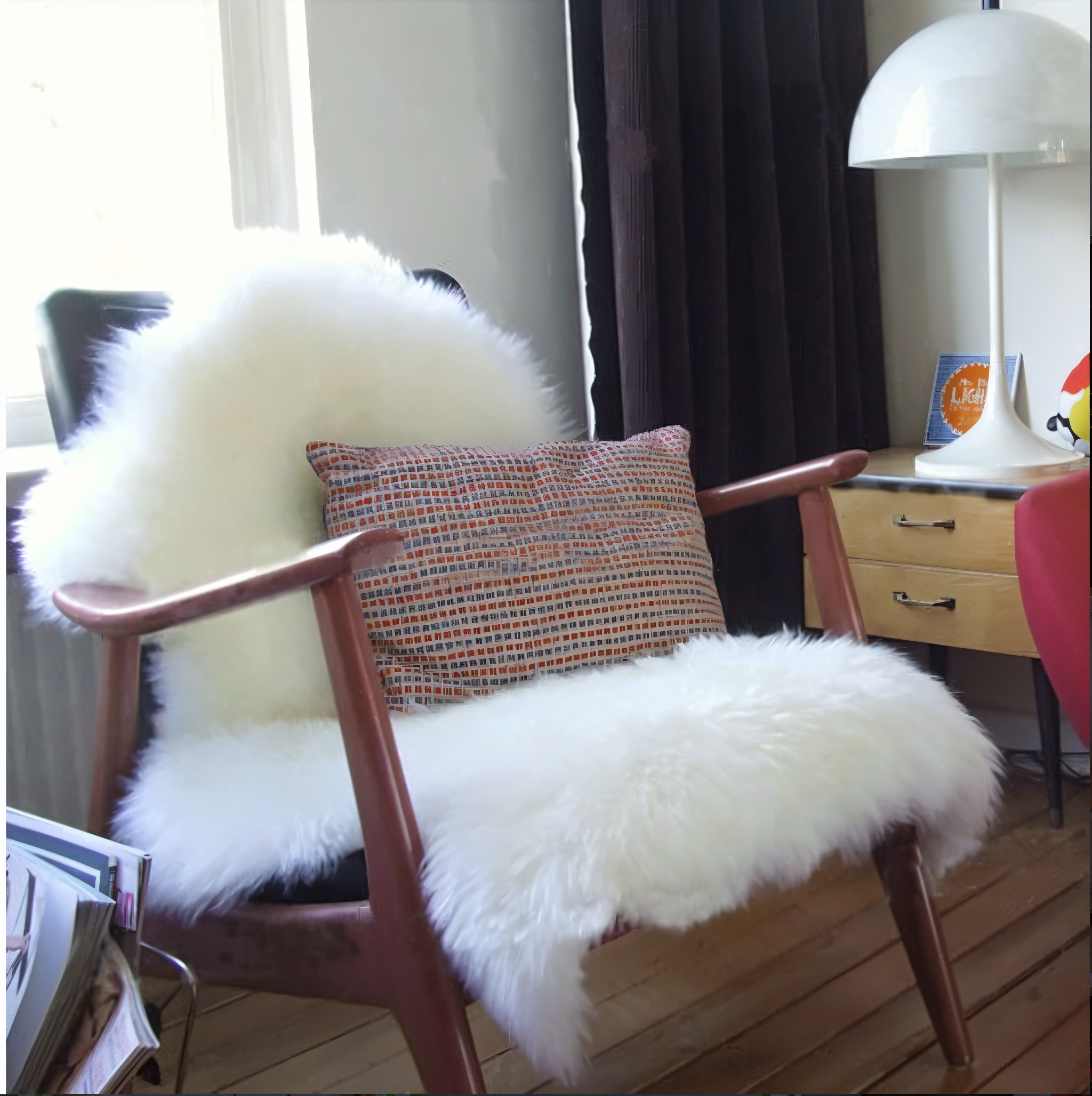 ShearLuxe - Ultra Fluffy Plüsch Vit Fårskinn Konstpäls Matta