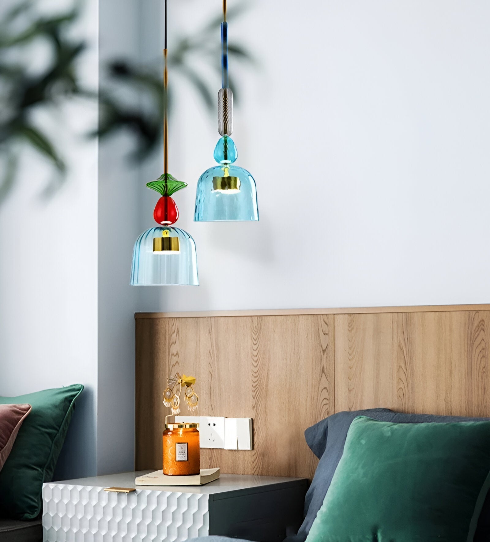 SpectraFuse Pendellampa - Flerfärgad Glas Hänglampa - Nordic Macaron Dekorativ Belysning