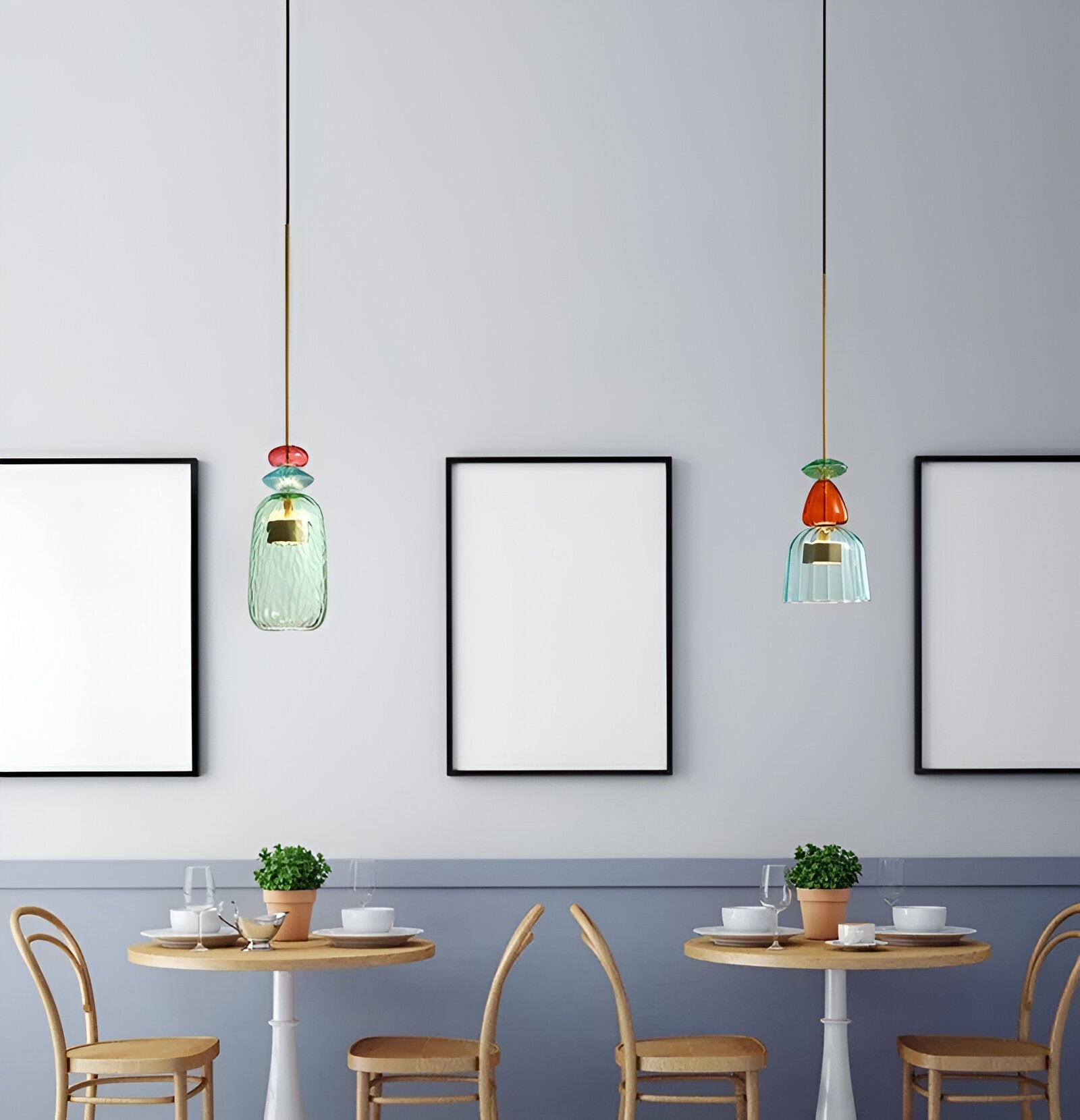 SpectraFuse Pendellampa - Flerfärgad Glas Hänglampa - Nordic Macaron Dekorativ Belysning