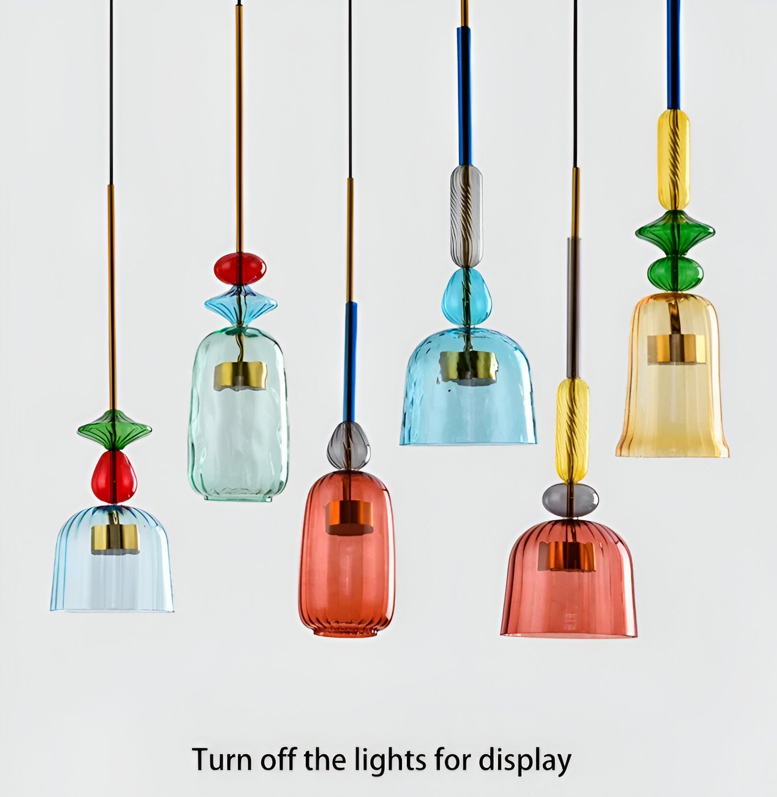 SpectraFuse Pendellampa - Flerfärgad Glas Hänglampa - Nordic Macaron Dekorativ Belysning
