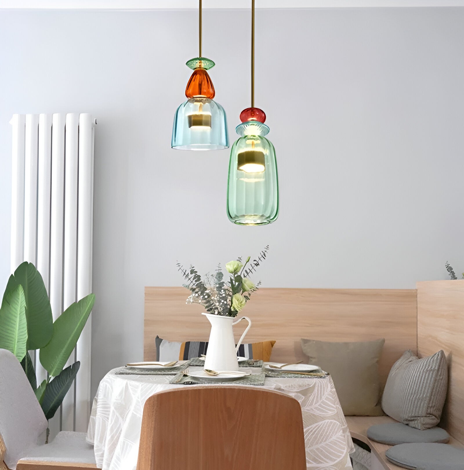 SpectraFuse Pendellampa - Flerfärgad Glas Hänglampa - Nordic Macaron Dekorativ Belysning