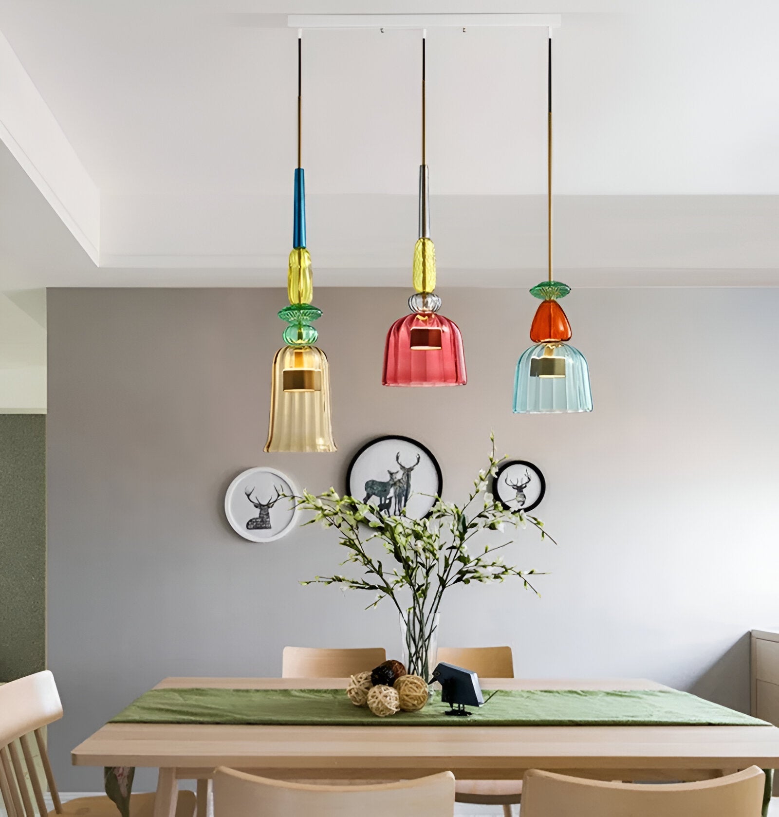 SpectraFuse Pendellampa - Flerfärgad Glas Hänglampa - Nordic Macaron Dekorativ Belysning