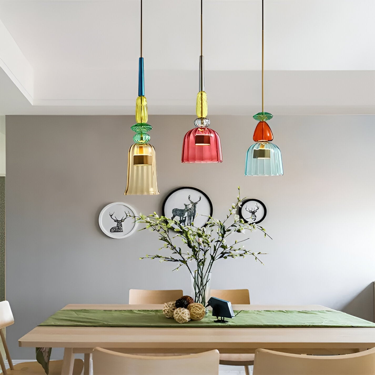 SpectraFuse Pendellampa - Flerfärgad Glas Hänglampa - Nordic Macaron Dekorativ Belysning
