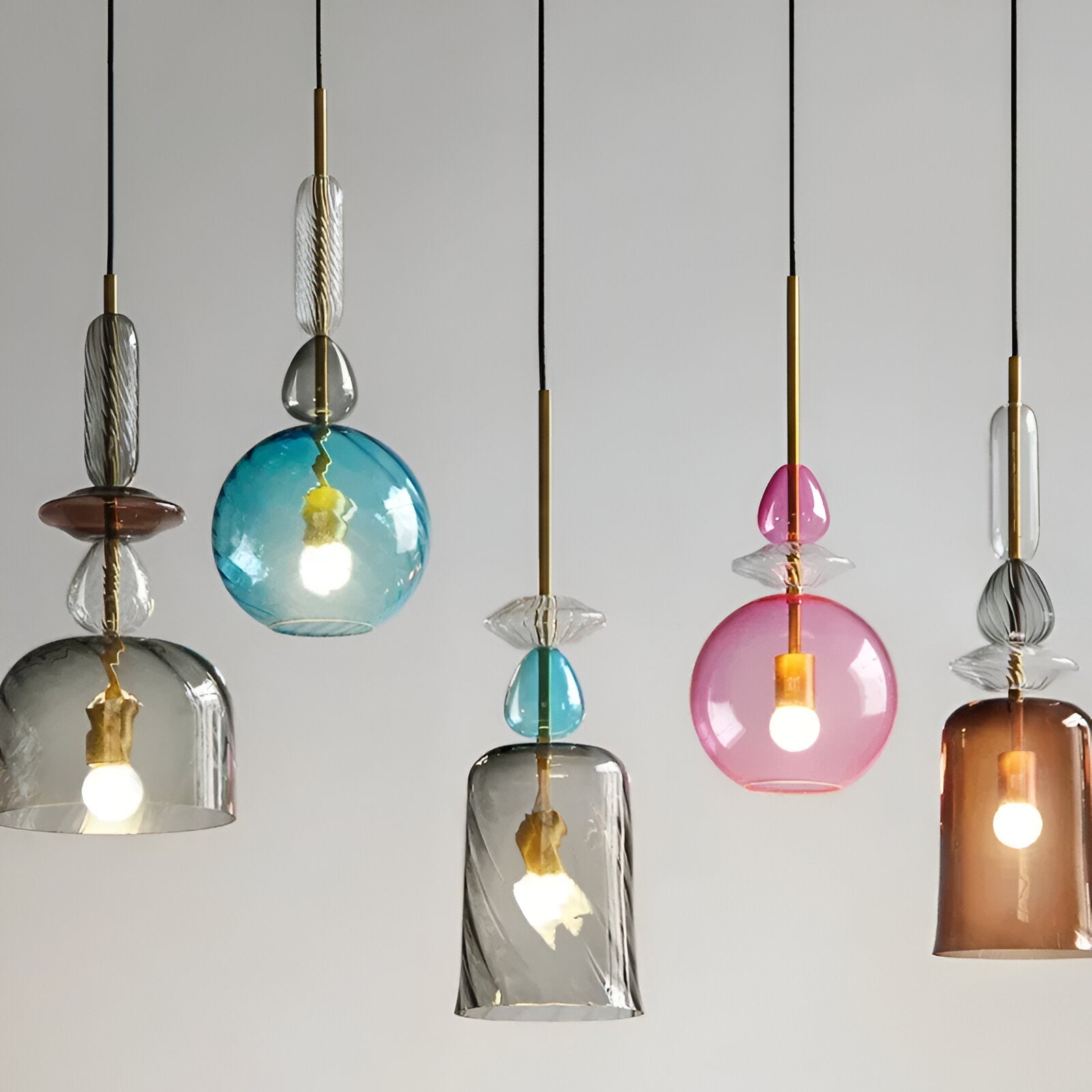 SpectraFuse Pendellampa - Flerfärgad Glas Hänglampa - Nordic Macaron Dekorativ Belysning