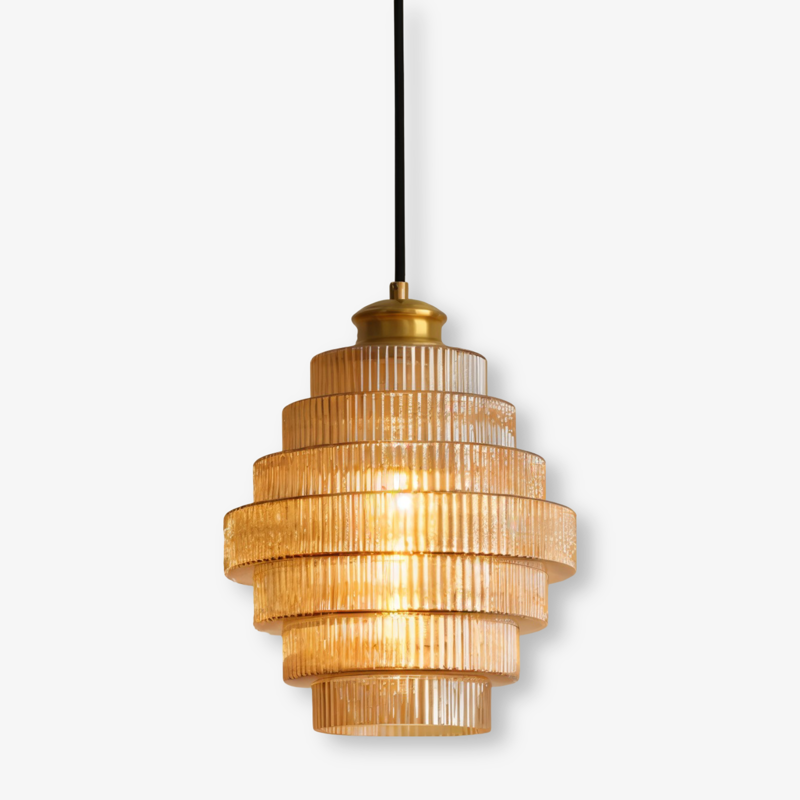 Stunlier Pendellampa - Retro Glas och Messing Hänglampa - Lagerkronlampa för Vardagsrum