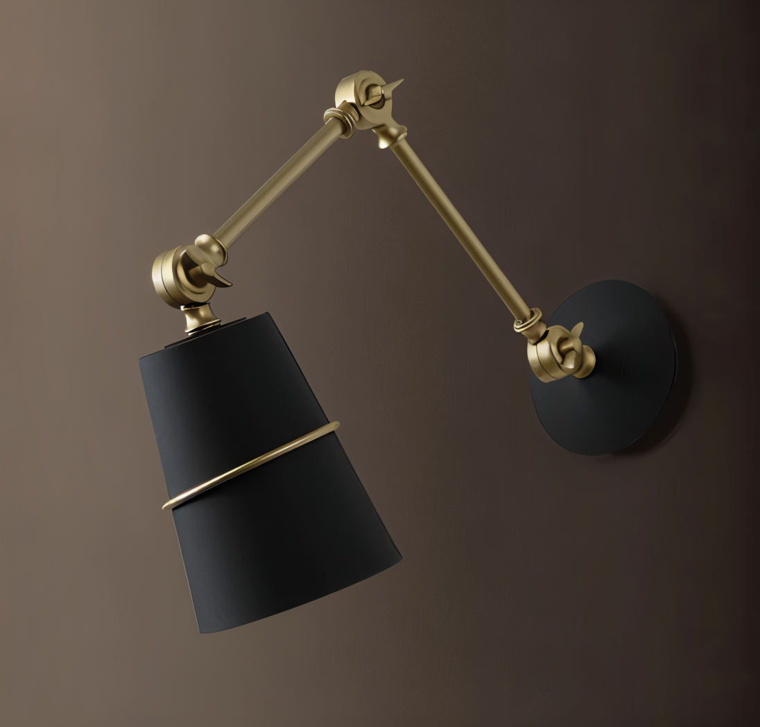 Swing Vägglampa - Svart Vit Retro Vägglampa - Justerbar Långarm Vägglampa Design - Vägglampor LED