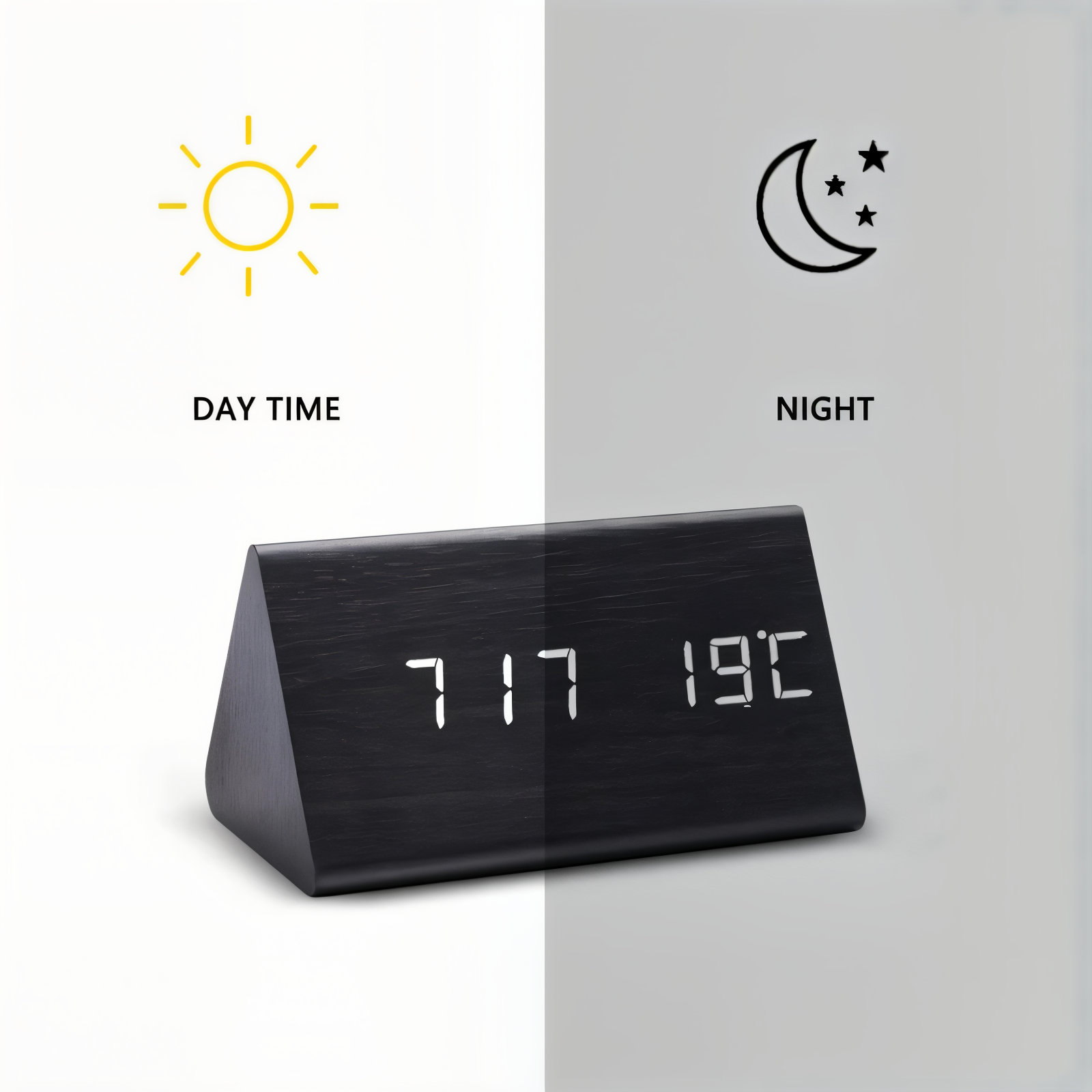 Modern LED-väckarklocka med digital display - Väckarklocka i plast