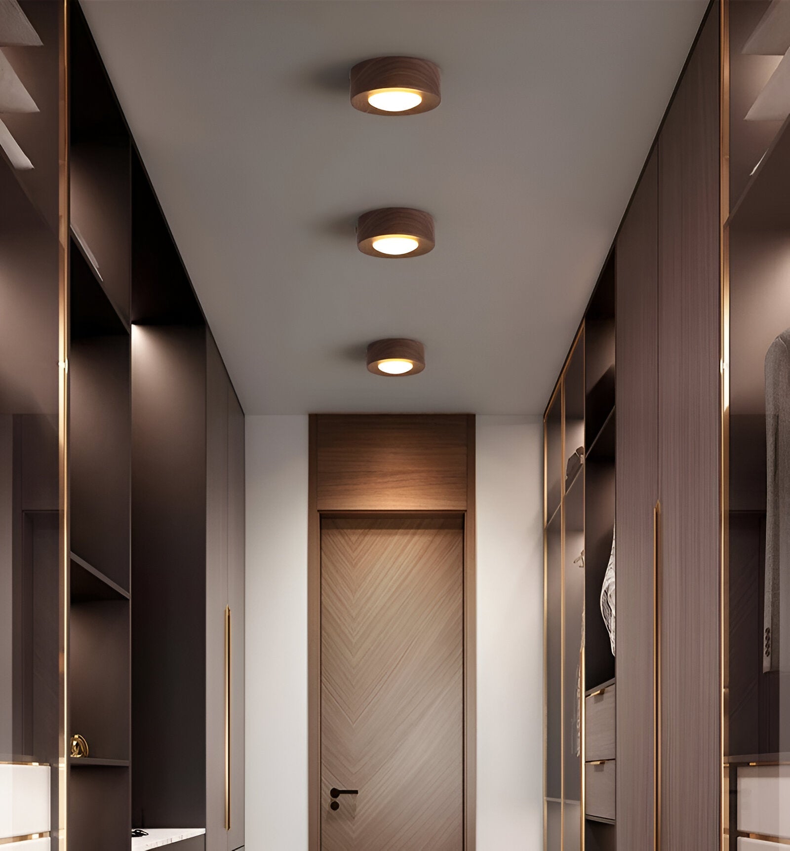 WoodSpot Taklampa - Valnöt Spotlights - LED Runda Taklampa
