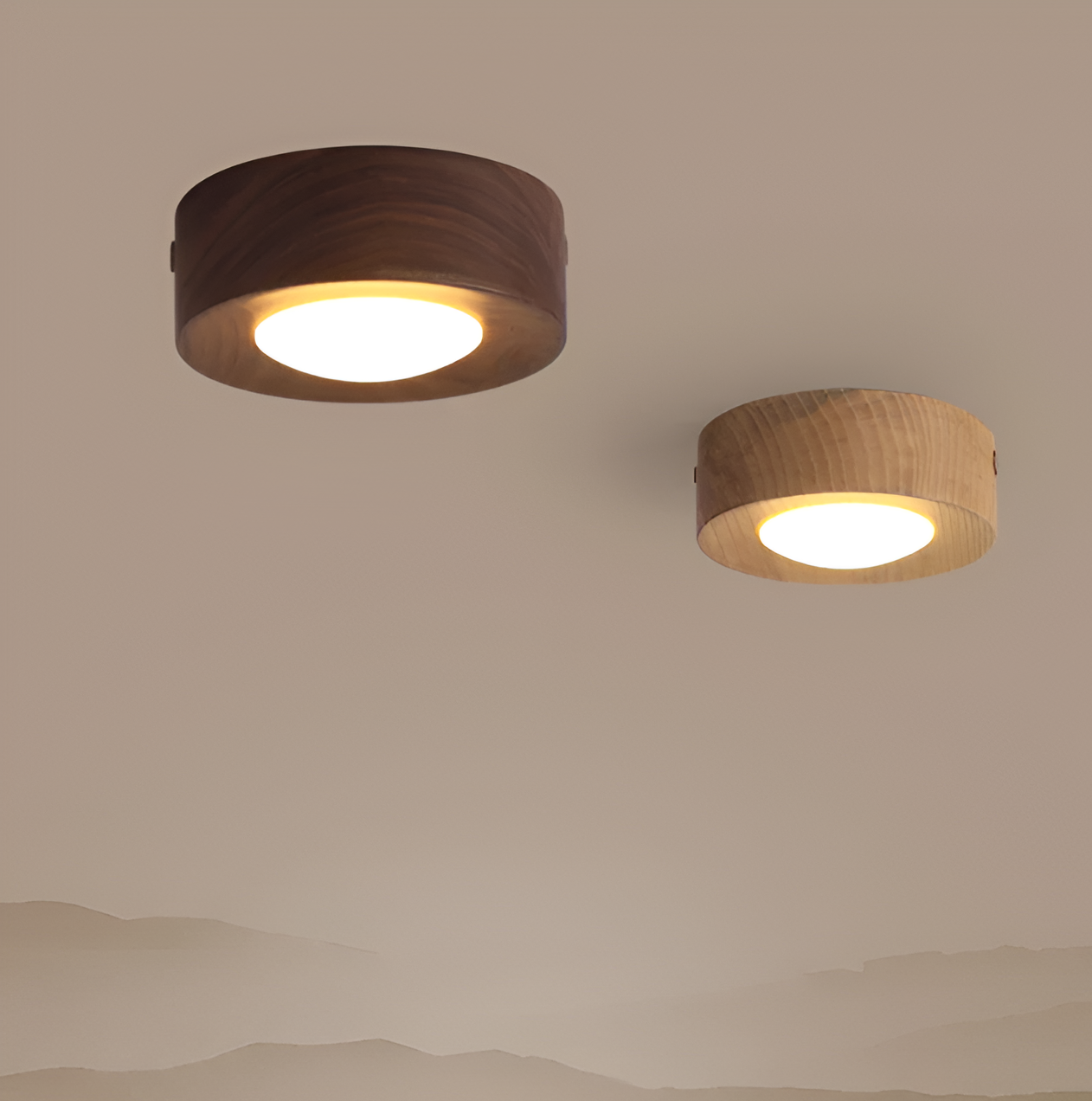 WoodSpot Taklampa - Valnöt Spotlights - LED Runda Taklampa
