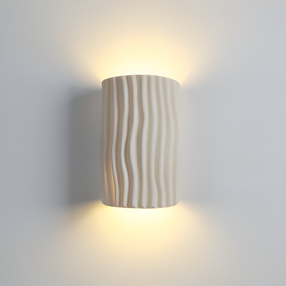 HuePleat Vägglampa - Kurvig Plisserad Resin V ägglampa - Upp- och Nedåtriktade V ägglampor
