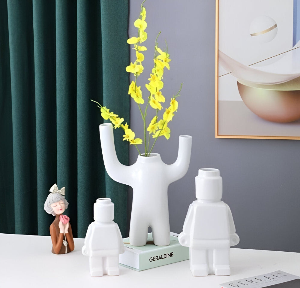 Innovativa Murade Växtkärl i Robotdesign - Dekorativ Lego Ornament för Inomhus- och Utomhusbruk