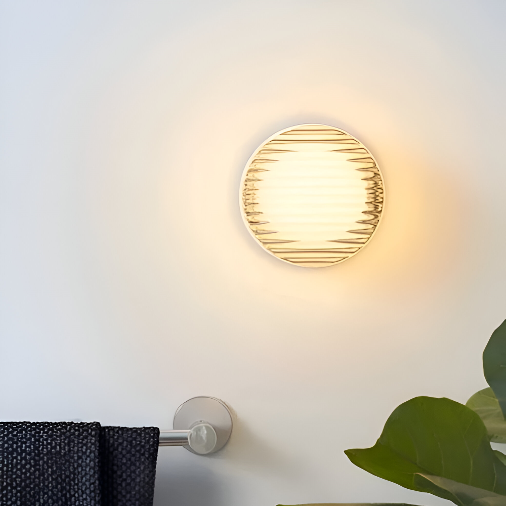 Jelly Gleam Ribbed - Minimalistiska Krispiga Vägglampor - Bärnsten Vit Rund Vägglampa