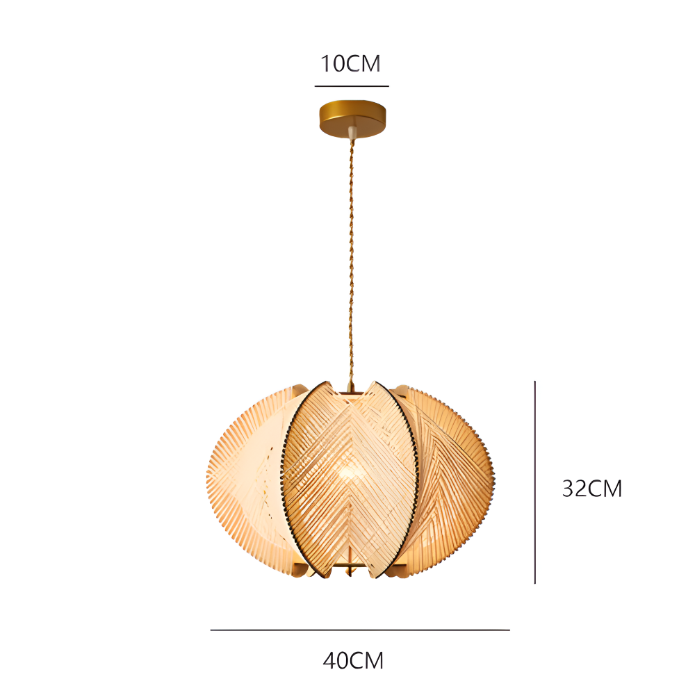 Kirei Pendellampa - Geometrisk Hänglampa av Hampasnöre och Trä - Wabi Sabi Belysning