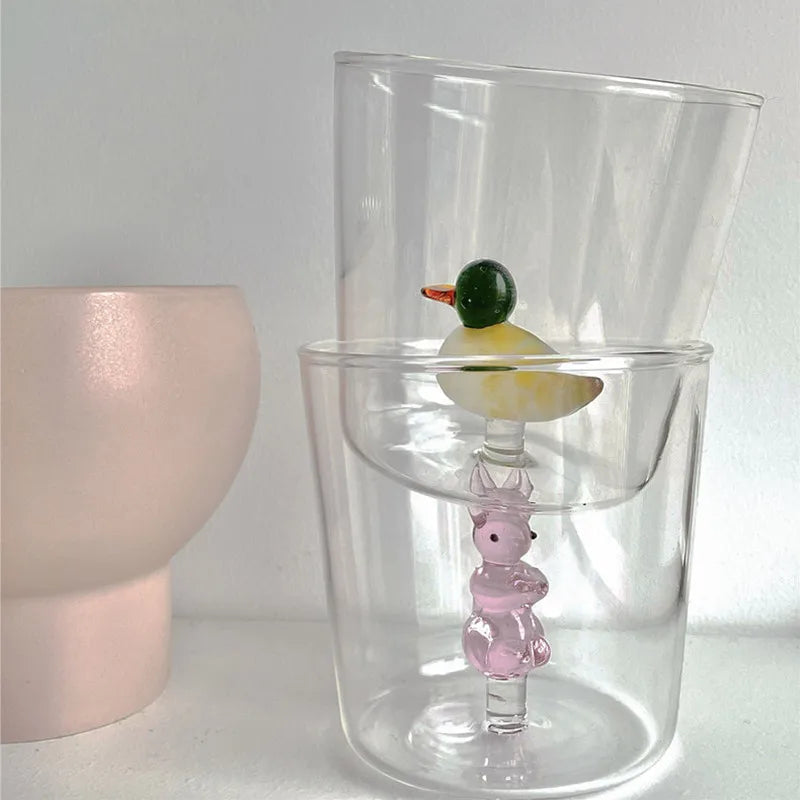 Kreativ 3D-glasmugg - Handgjord djur- och växtformad för kaffe och mjölk - 250-300ml 5