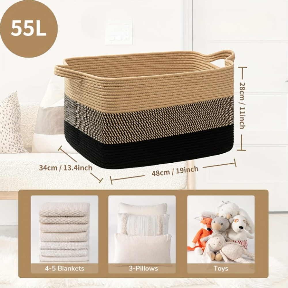 Stor Förvaringskorg 55L – Fällbar Tvättkorg & Leksakslåda – 48x34x28cm, Tvättbar