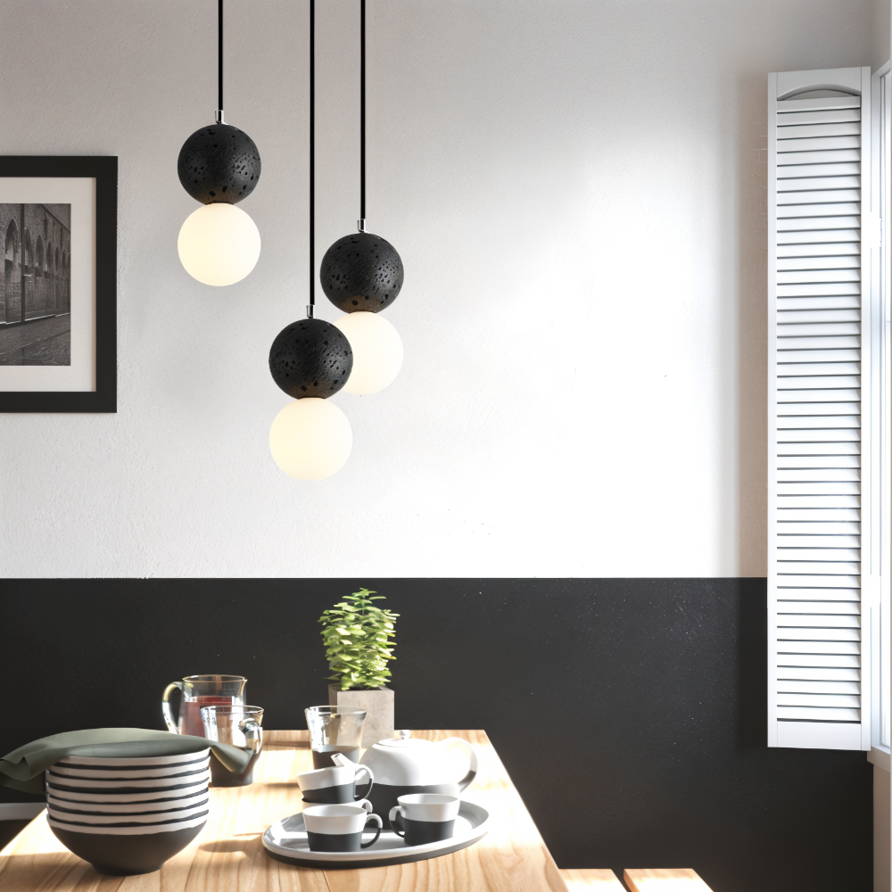 LumeGlobe Pendellampa - Dubbelskula Pendellampa för matbordet - Glas Hängkula Lampa