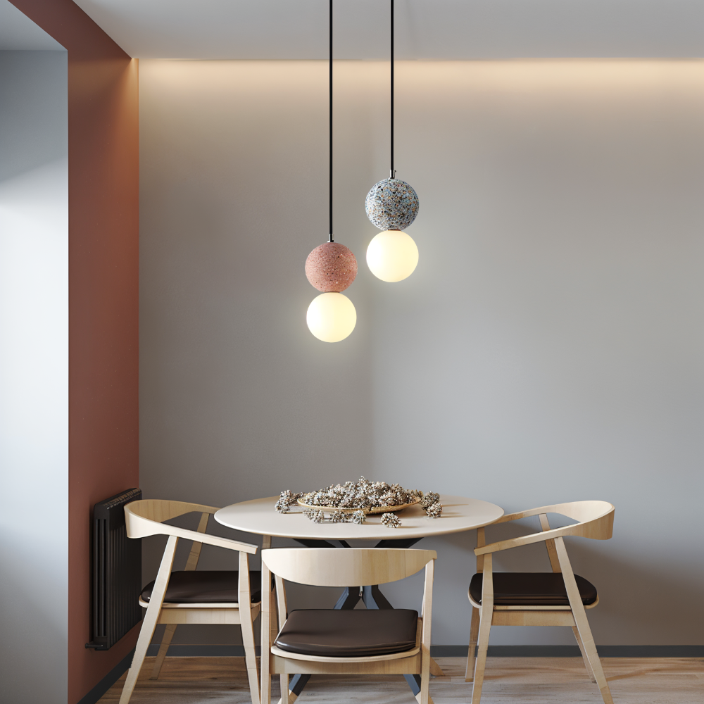 LumeGlobe Pendellampa - Dubbelskula Pendellampa för matbordet - Glas Hängkula Lampa