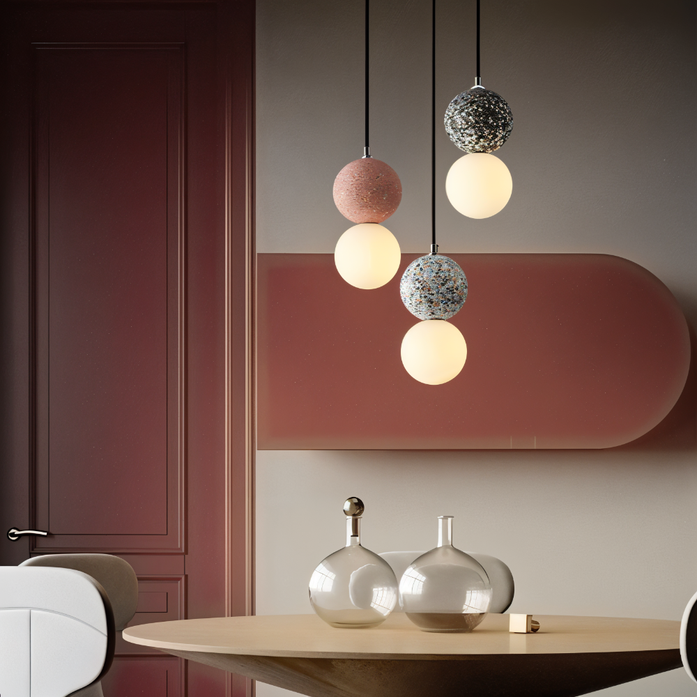 LumeGlobe Pendellampa - Dubbelskula Pendellampa för matbordet - Glas Hängkula Lampa