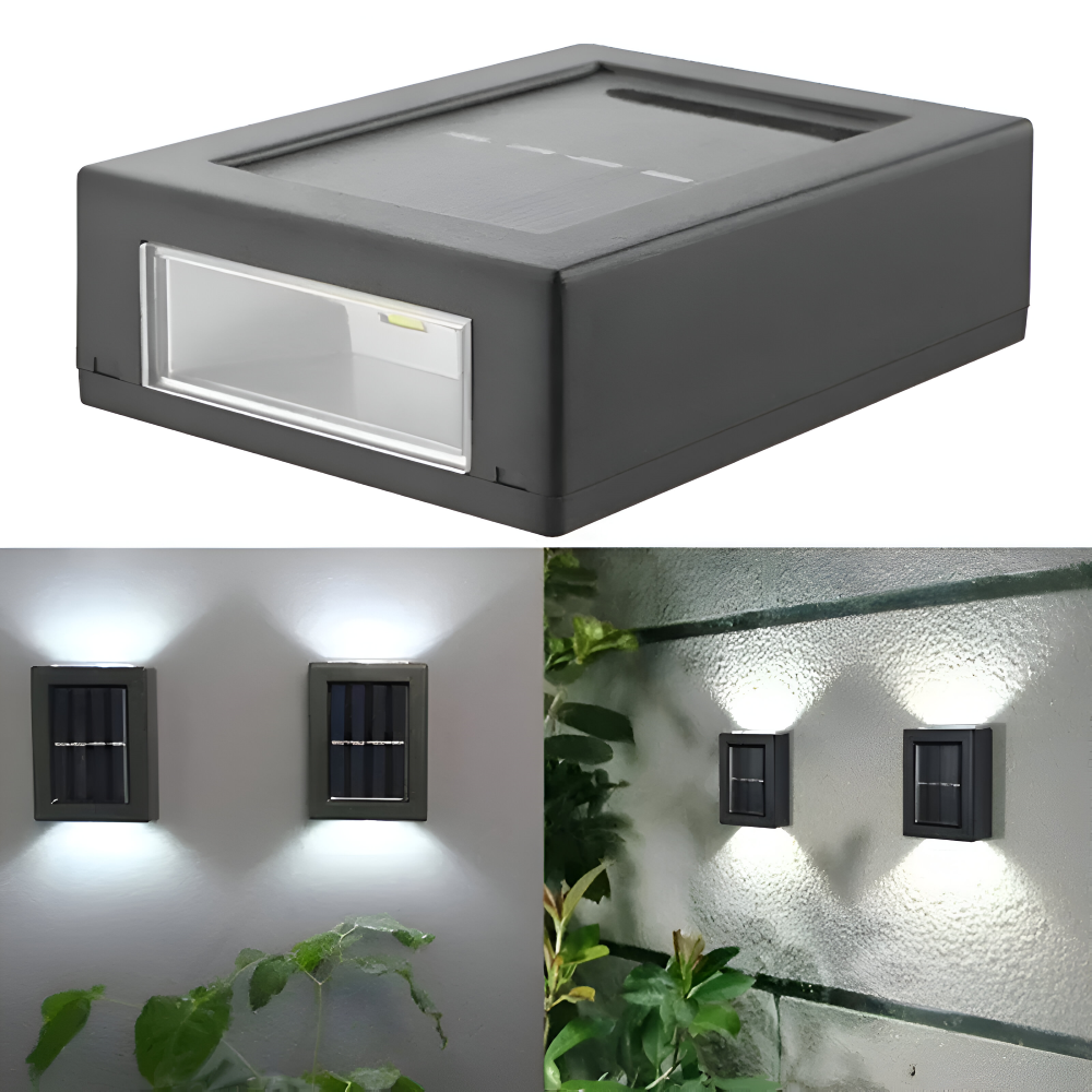 LumiSun Solvägglampa - Solenergidriven Utomhuslampa med Två Strålar