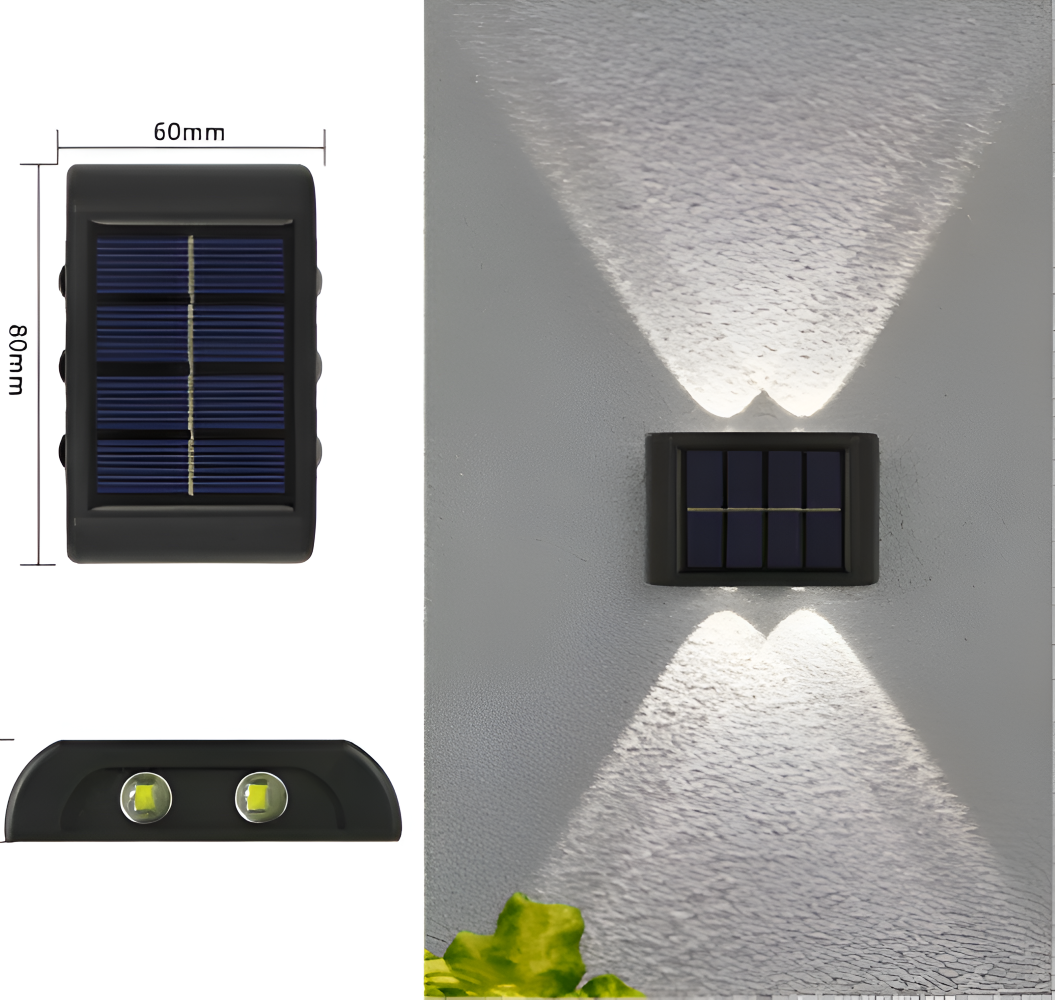 LumiSun Solvägglampa - Solenergidriven Utomhuslampa med Två Strålar