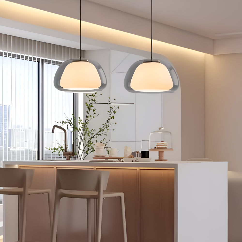 LustreJell - Modern Kräm Glas Pendellampa - Transparent Jelly LED Hänglampa