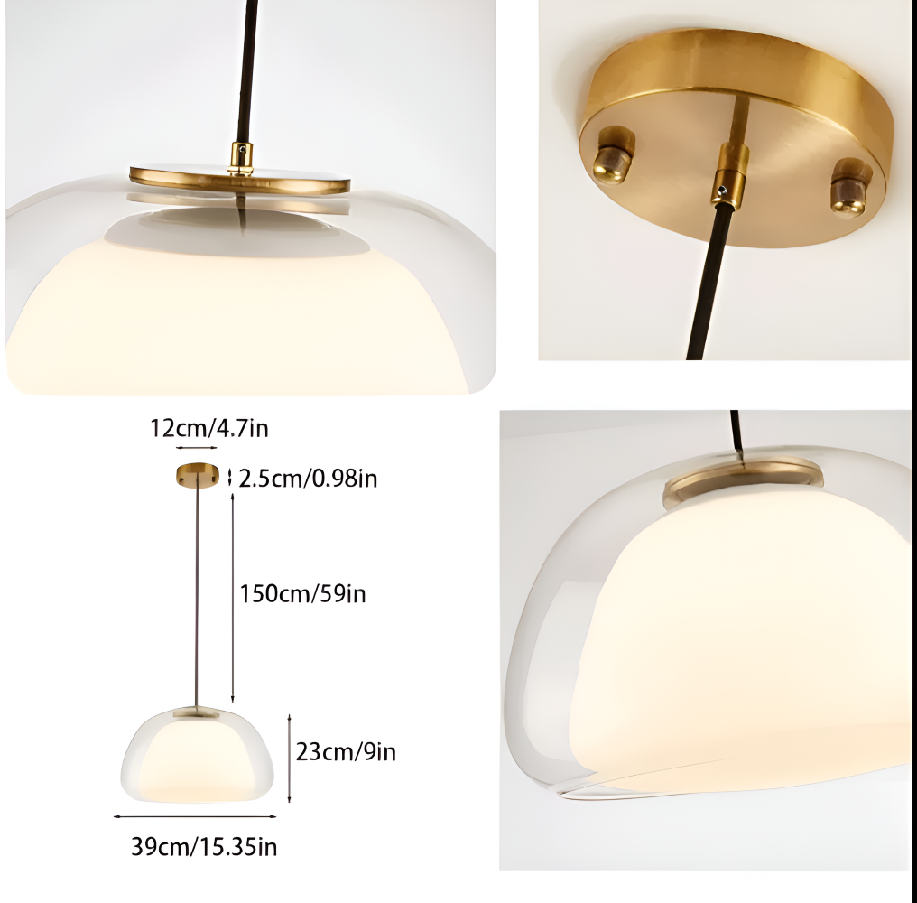 LustreJell - Modern Kräm Glas Pendellampa - Transparent Jelly LED Hänglampa